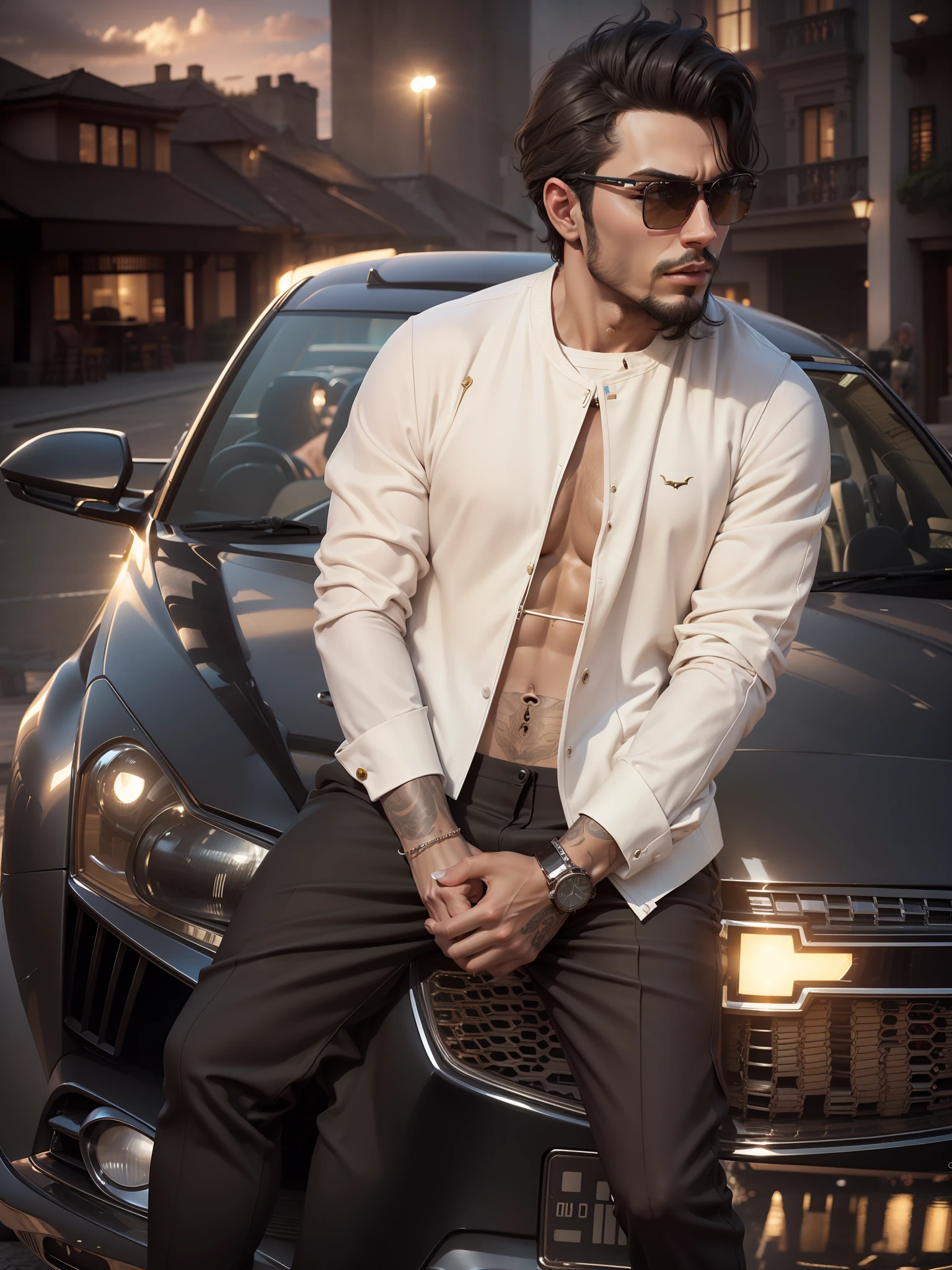 Lavish villa ,lamborgini ,realistic body,realistic face