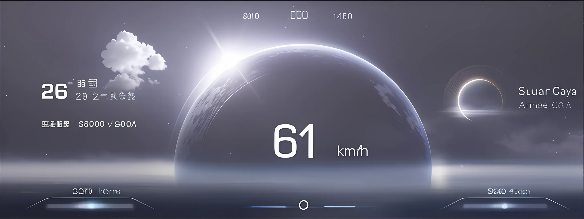 Close-up of clock with sky background and sun, eco, 480p, 4 8 0 p, sci fi data readouts, 2030, Speed, 2050, visible sky and humid atmosphere, cool temperature, 1 0 8 0 p, 1080p, blurred environment background, ecosystem, environment