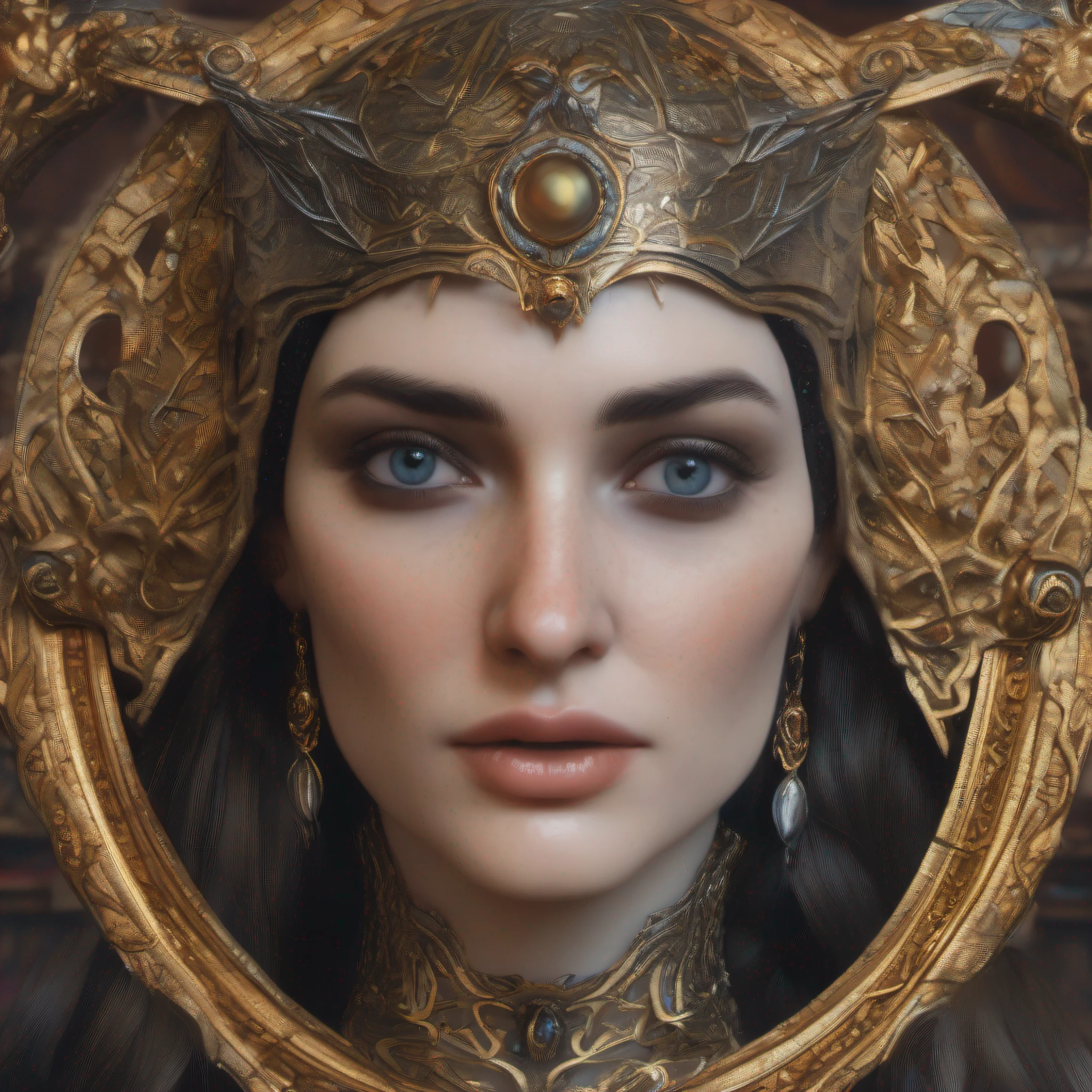 a portrait of Morgana , intrinsic details, masterpiece, hyper realistic , hd , 8k