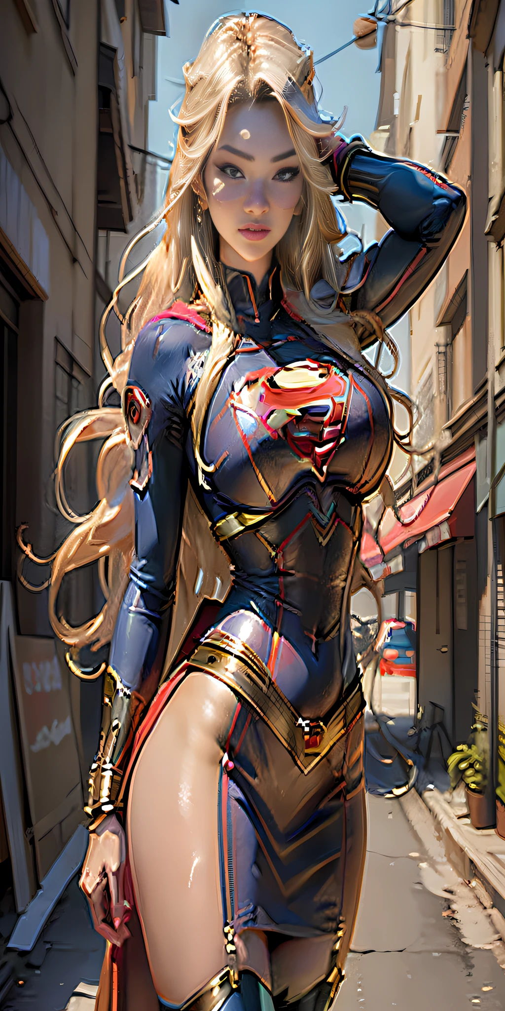 Arakfi woman in superhero costume poses on city streets, Extremely detailed Artgerm, Style Artgerm, IG model | Art germ, WLOP et Artgerm, style ivan talavera and artgerm, like artgerm, alena aenami and artgerm, as seen on artgerm, Art germ. High detail