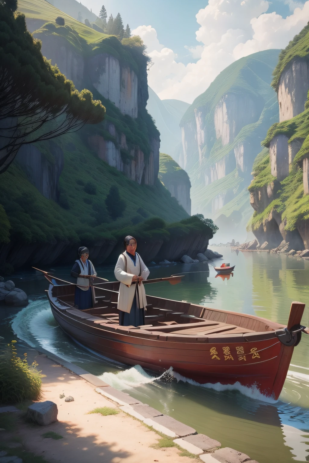 When Li Bai was about to leave by boat，I heard Wang Lun bringing a group of villagers to see him off