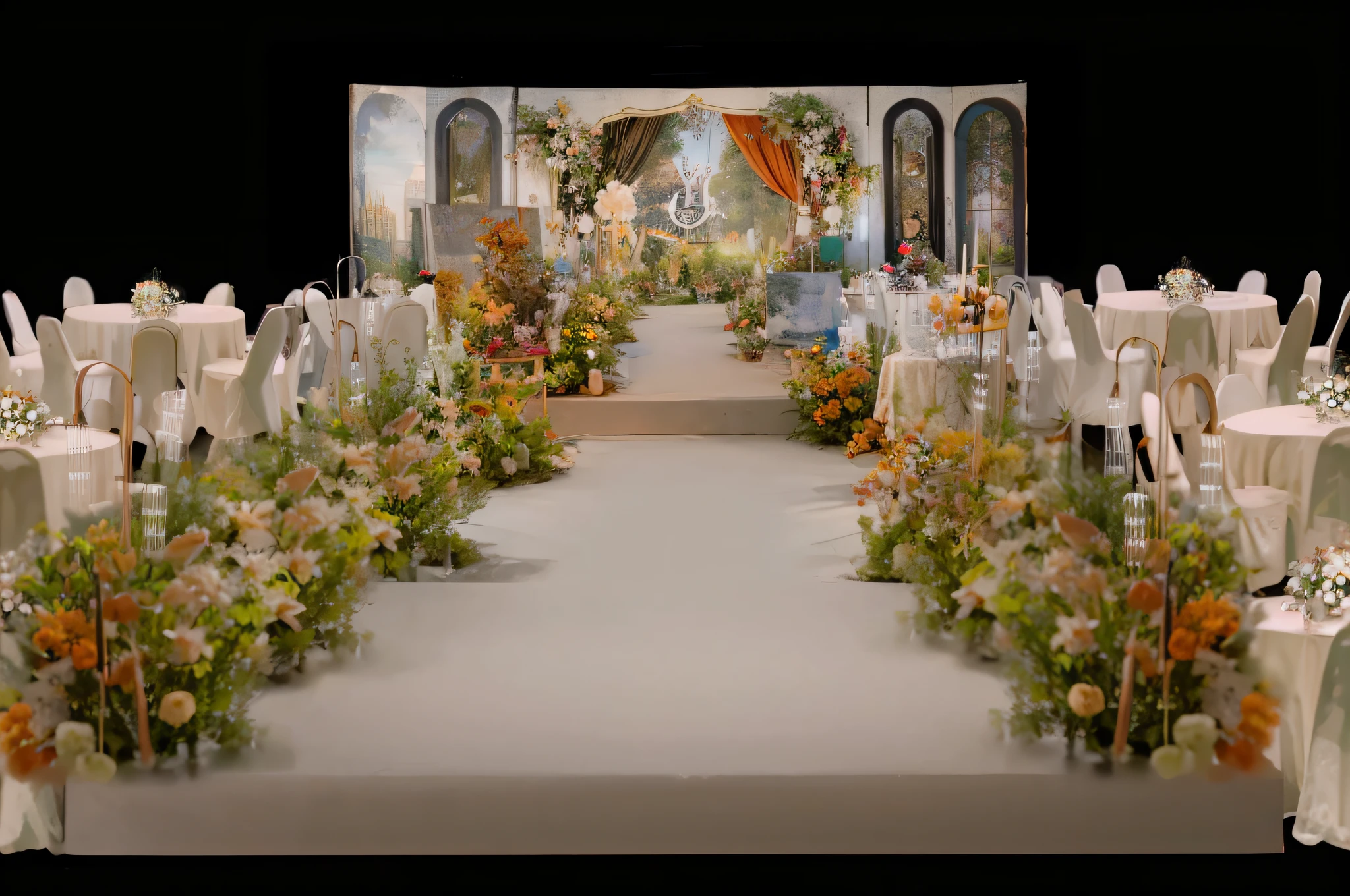 opulent ,Beautiful rendering,hyper HD,Hyper-realistic,,French wedding scene,CG rendering,lavishly decorated,enscape render,,,Wedding,opulent,high qulity,with details,Oil painting feeling,florals,
