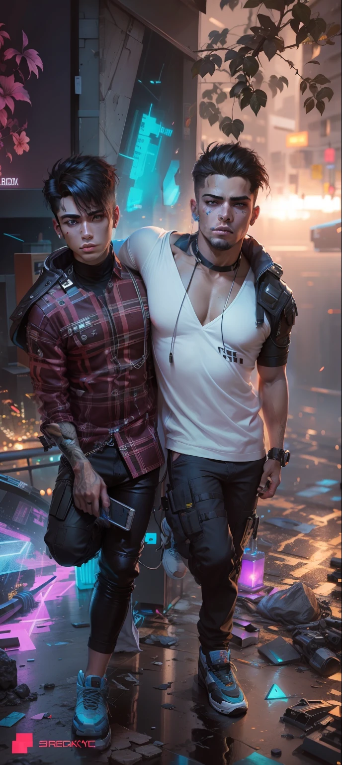 Change background cyberPunk handsome boy realistic