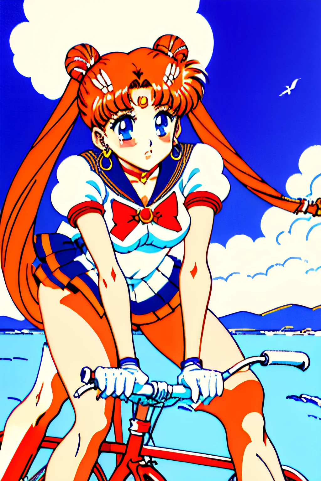 Lora (1992 Anime)　(Style)　夏天　Person riding a bicycle