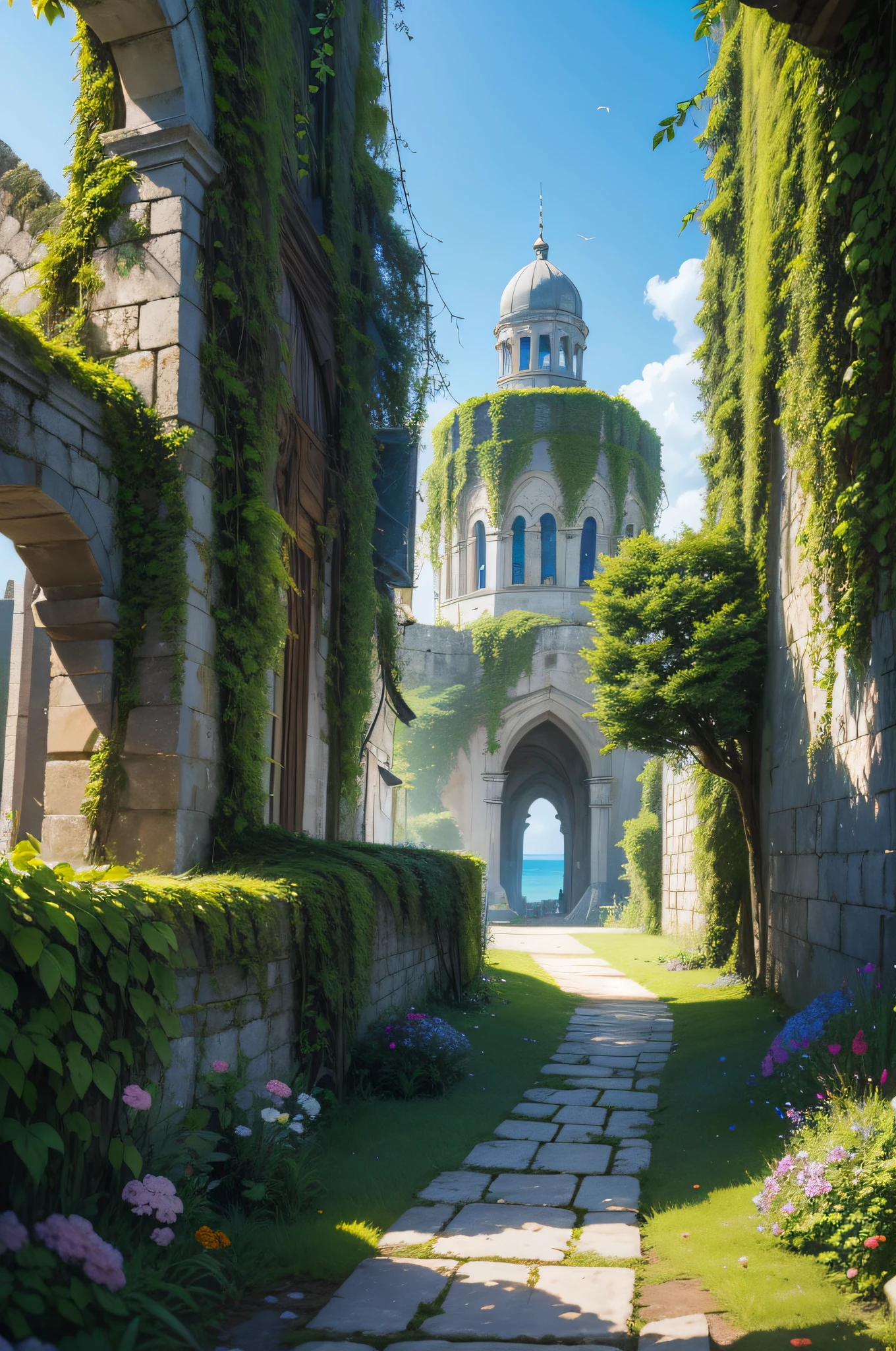 Beside a pumice isle in Baiae's bay,
And saw in sleep old palaces and towers
Quivering within the wave's intenser day,
All overgrown with azure moss and flowers