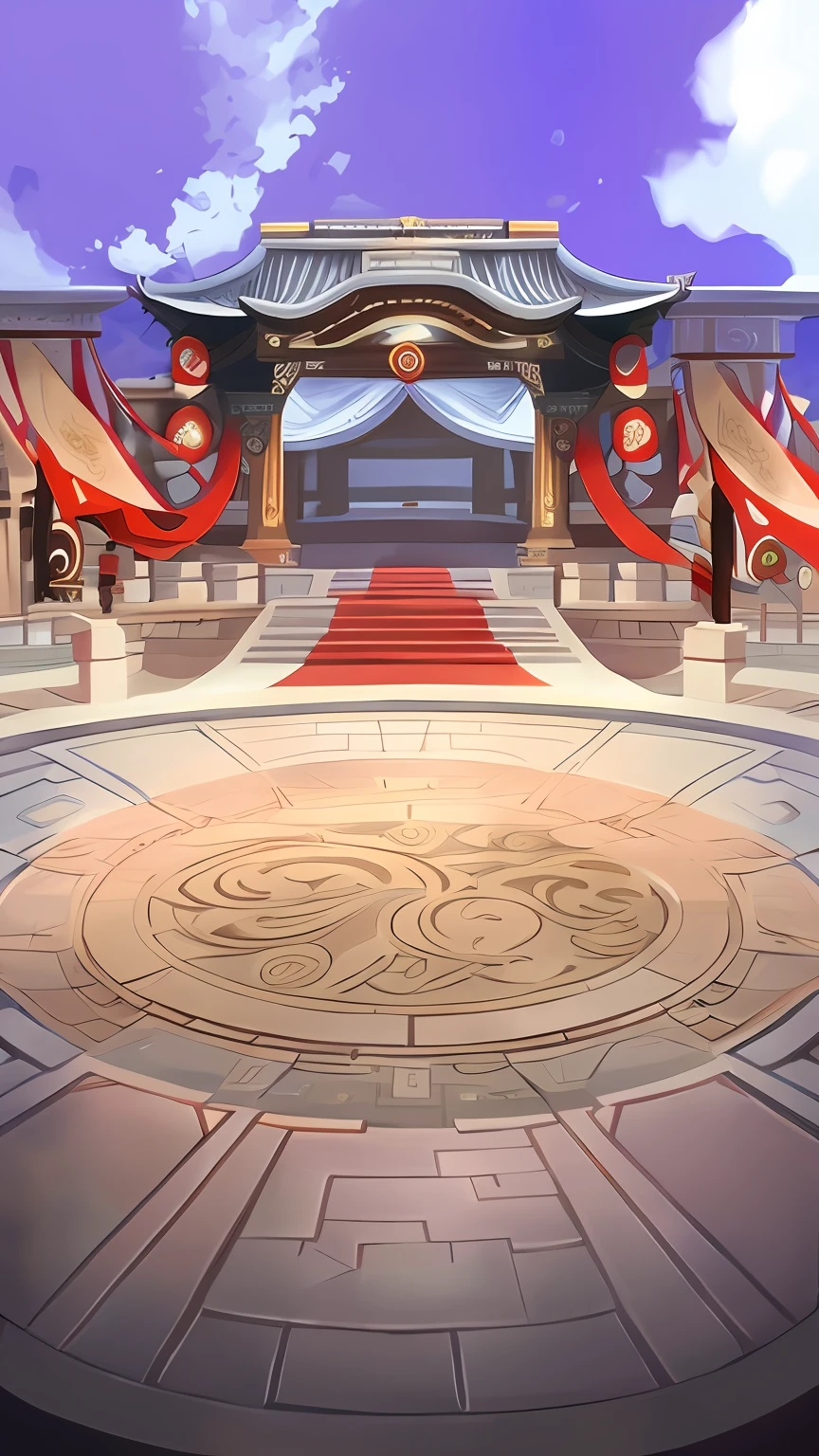 There is a picture of a very large building,There is a red carpet on it, arena background, odin's stone arena background, palace background, stunning arcanum backdrop, ballroom background, gymnasium background, roman festival backdrop, dance hall background, light kingdom backdrop, ornate border + concept-art, coliseum background, arte de fundo, decadent throne room, Throne Room, legend of korra setting