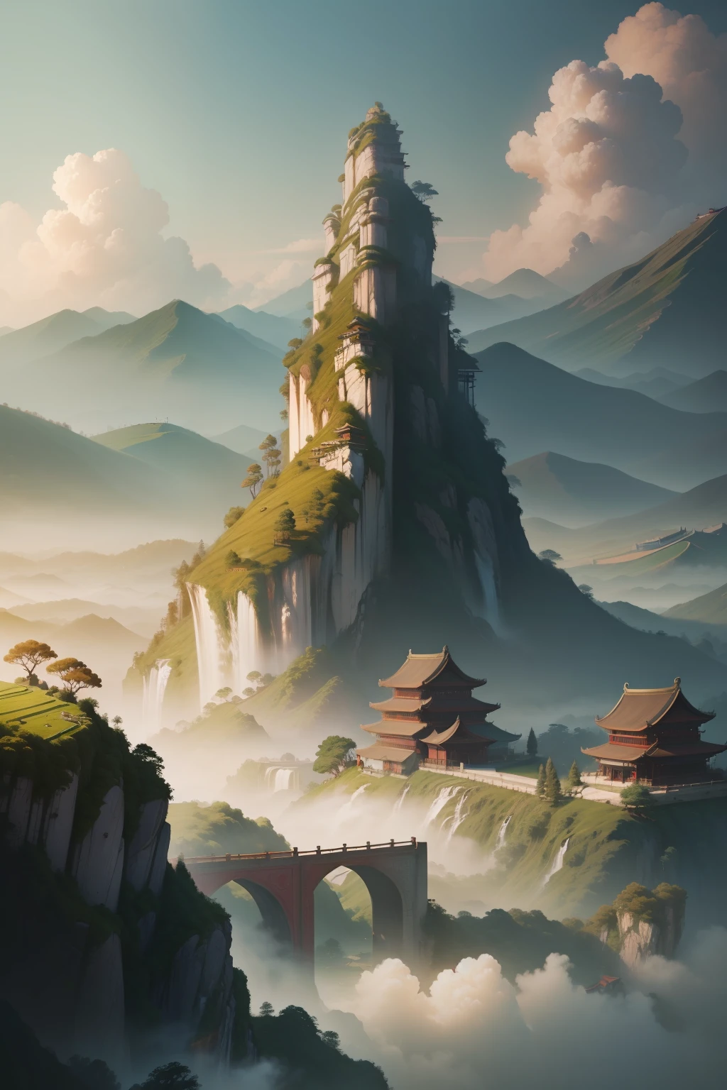 /imagine, prompt Chinese style,landscape painting,High definition,dense with greenery