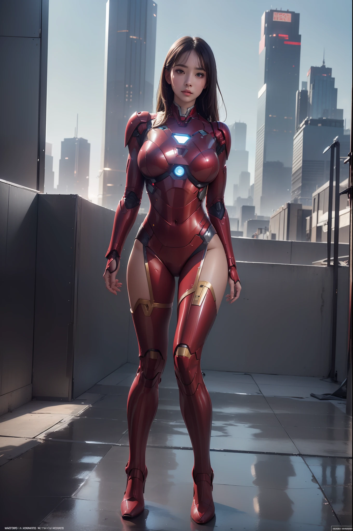 (1girl:1.3), solo,__body-parts__, official art, unity 8k wallpaper, ultra detailed, beautiful and aesthetic, beautiful, masterpiece, best quality, RAW, masterpiece, super fine photo,, best quality, super high Resolution, photorealistic, sunlight, full body portrait, stunningly beautiful,, dynamic pose, delicate face, vibrant eyes, (side view), she is wearing a futuristic Iron Man mech, red and gold, Highly detailed abandoned warehouse background, detailed face, detailed complex busy background, messy, gorgeous, milky, high detailed skin, realistic skin details, visible pores, sharp focus, volumetric fog, 8k uhd, dslr camera, High quality, film grain, fair skin, photorealism, lomography, sprawling metropolis in a futuristic dystopia, view from below, translucent