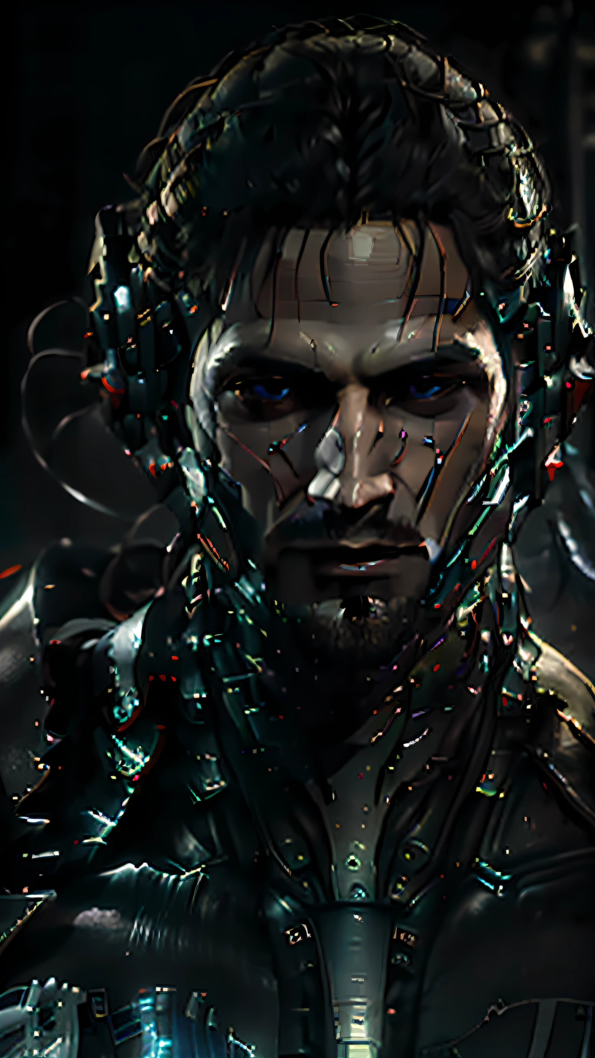 High quality texture CG,Highqualityshadow,Delicate handsome and delicate face,Elaborate Eyes,depth of fields,Ray traching,((best qualtiy)), ((tmasterpiece)), (The is very detailed:1.3), 3D, Shitu-mecha, Cool cyberpunk mech,Ruins of a city in the forgotten war, Ancient Techniques, HDR(HighDynamicRange), Ray traching, NVIDIA RTX, Hyper-Resolution, Unreal 5, sub surface scattering, PBR Texture, post-proces, Anisotropic filtering, depth of fields, Maximum clarity and sharpness, Many-Layer Textures, Albedo e mapas Speculares, Surface Coloring,Accurately simulate light-material interactions,perfectly proportions,rendering by octane,twotonelighting,Low ISO,White balance,trichotomy,Wide aperture,8K RAW,High-Efficiency Sub-Pixel,sub-pixel convolution,Luminous Particle,Light scattering,Tyndall effect