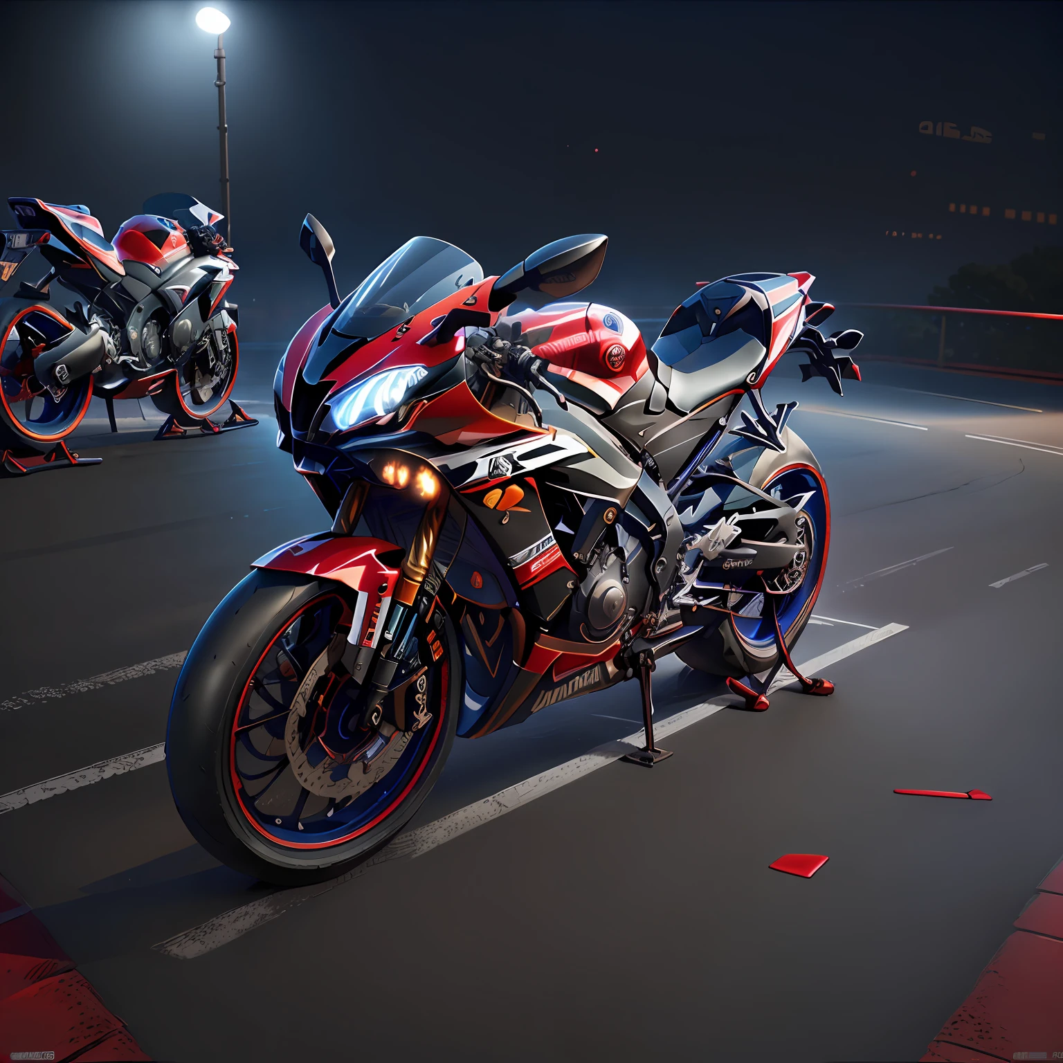 ( Yamaha R1),(total view) ,Cores 64 k, (VERMELHO/prata neon),4D ,rota 66