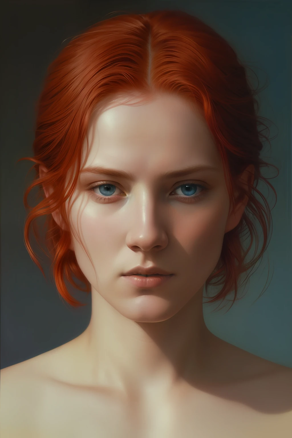 intricate pencil sketch mugshot of adult star, natural skin texture, blue eyes, (red hair translucency:1.2), sss Tom Bagshaw, Zdzislaw Beksinski, Yoshitaka Amano, Raffaello Ossola, Martin Wittfooth, Luigi Spano, Vladimir Kush :: stunning interpretive visual