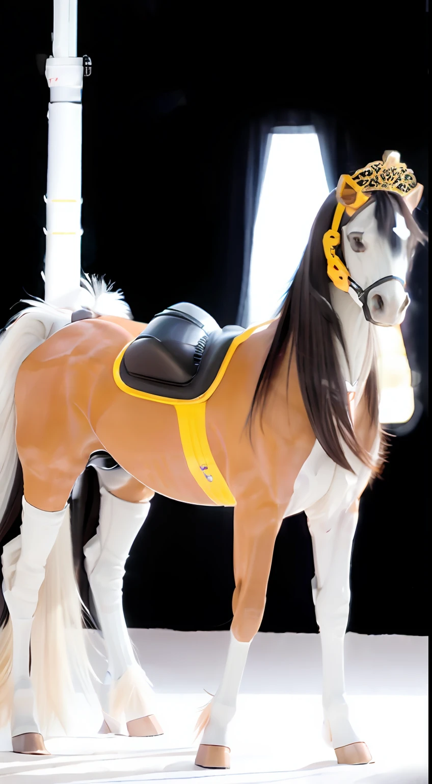 Female centaurs，She is famous in the multiverse，She is both a female centaur, half human, half horse, half horse，Also a heroine。She mixed two images，The first is a horse's head/Neck/Shoulder these parts，After feminization，The upper body transforms into a beauty，Female, Centaurs, Half-human, half horse, Half-human，The second is the waist of the horse/hason/gluteal/Feminization of the legs，Female half-horse with beautiful woman's，Chimer，Like a female human in a half-horse costume，Make seamless chimeras。，This chimerization is based on powerful futuristic technology。The ultra-wide-angle lens captures her smooth images, Ethereal wings charge and jump in the ionosphere。Her front half is distinctly feminine，Tall and sexy body，Has K-cup teardrop-shaped breasts and chest，It has a small man's waist butterfly spanning long legs，The half-horse part of the hind body，Embedded in the front half of the body's hip position。Horse shape, The half-horse torso form of her back body is entirely feminine and human。The sexy curved dog-style ribcage is embedded from the upper end of the sternum into the lower back position of the beauty's body/lower back/ventral。Then there are the straight buttocks of sexy beauties，Her entire body has been completely feminized，Including the half-horse part。Mechanized armor covers the legs with knee-shaped anti-joints and feet，And these parts are highly anthropomorphic，This makes her legs graceful and slender，Her four horse legs exploded in proportion to their length，Slim and toned，Under the legs are skinny white feet wearing skyscraper heels，Use advanced stroke tools and color palettes halfway through, and texture packs, Model package, and texture tools，Concentration，Feminize all parts of the physiological appearance of the original horse，And give these parts an ergonomic appearance，Fine treatment of the thoracic and abdominal cavity of the hind body，As well as the hips and legs，Closely connected structural details，Tighten the transverse chest, Abdomen and