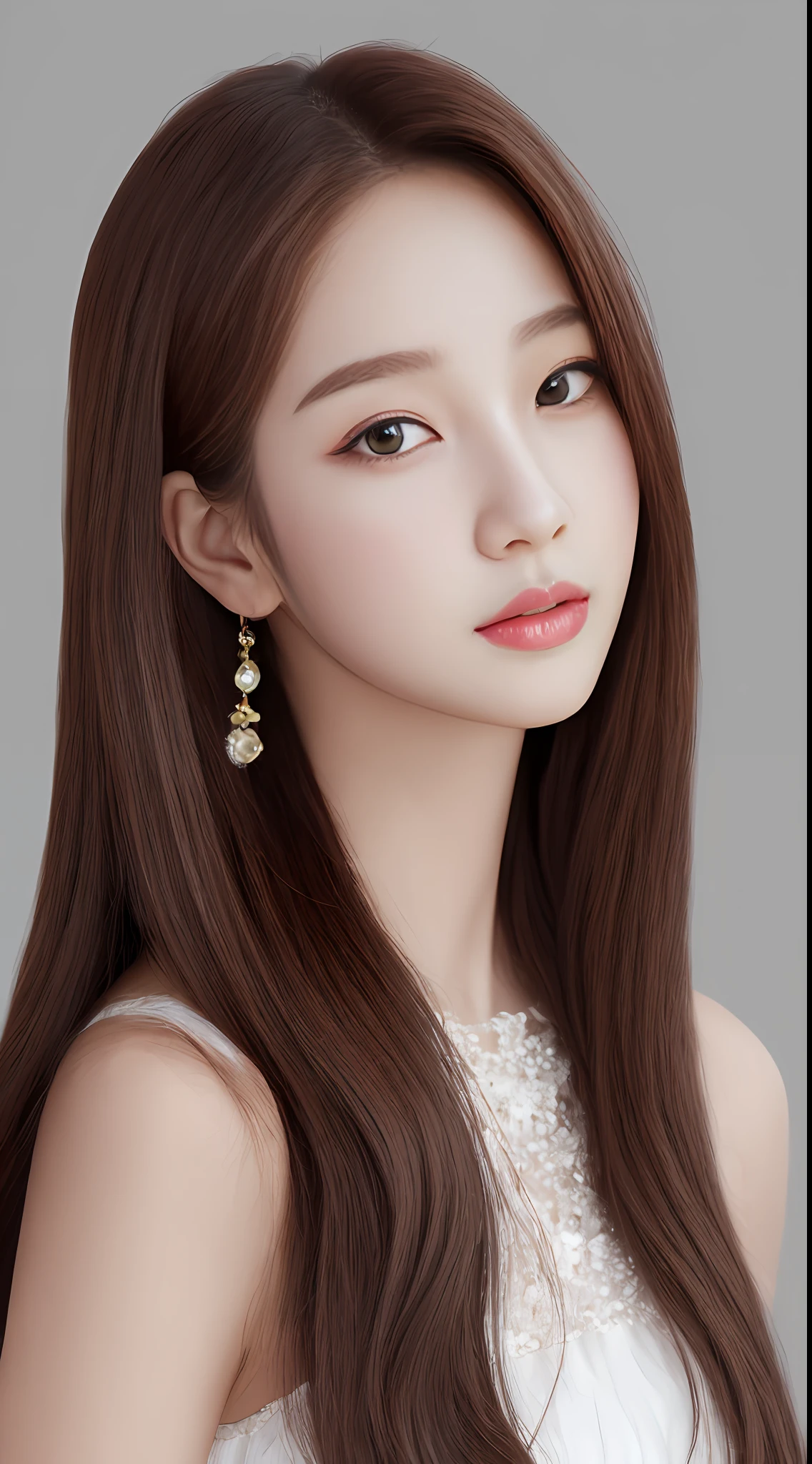 Long haired Arapefi girl in white dress and earrings, a picture by Yang J, Tumblr, Realism, lalisa manobal, ulzzangs, lalisa manoban of blackpink, Guviz, portrait of female korean idol, jaeyeon nam, [ 4 K digital art ]!!, Korean girl, sakimichan