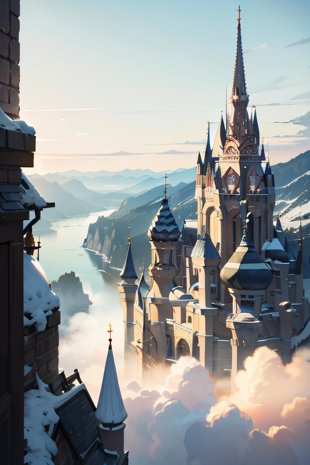 (extremely detailed CG unity 8k wallpaper),(((masterpiece))), (((best quality))), ((ultra-detailed)), (best illustration),(best shadow), ((an extremely delicate and beautiful)),dynamic angle,floating,

The detailed castle, (((the best building))),

mist encircles the mountains,fairyland,dynamic angle,classic,(detailed light),feather, nature, (sunlight), river, forest,flowers,beautiful and delicate water,(painting),(sketch),(bloom),(shine)