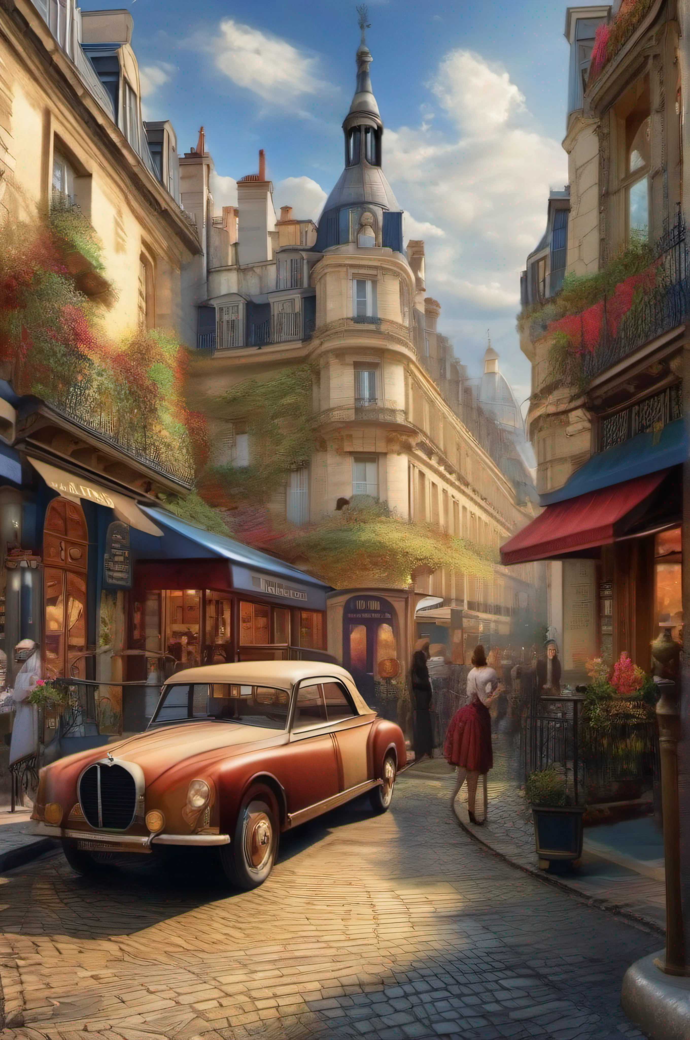 a magnificent view of the streets of Paris at the Belle Epóque