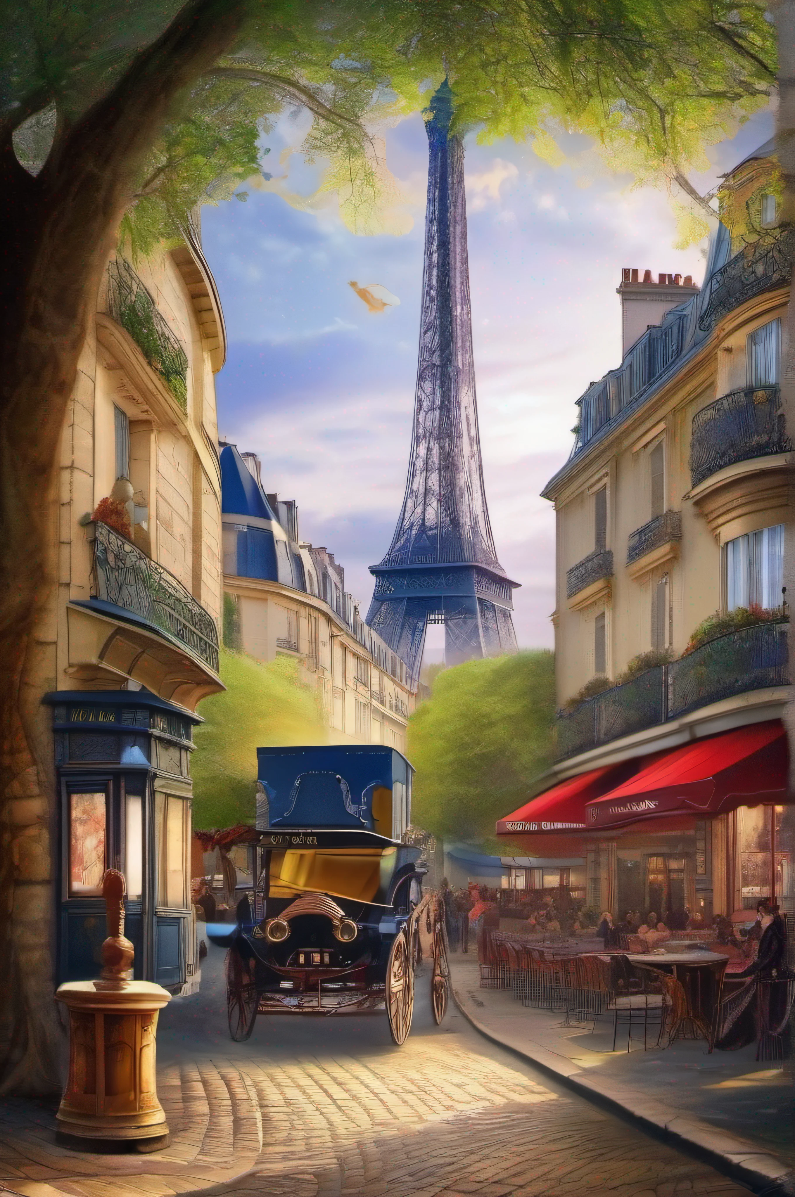 a magnificent view of the streets of Paris at the Belle Epóque