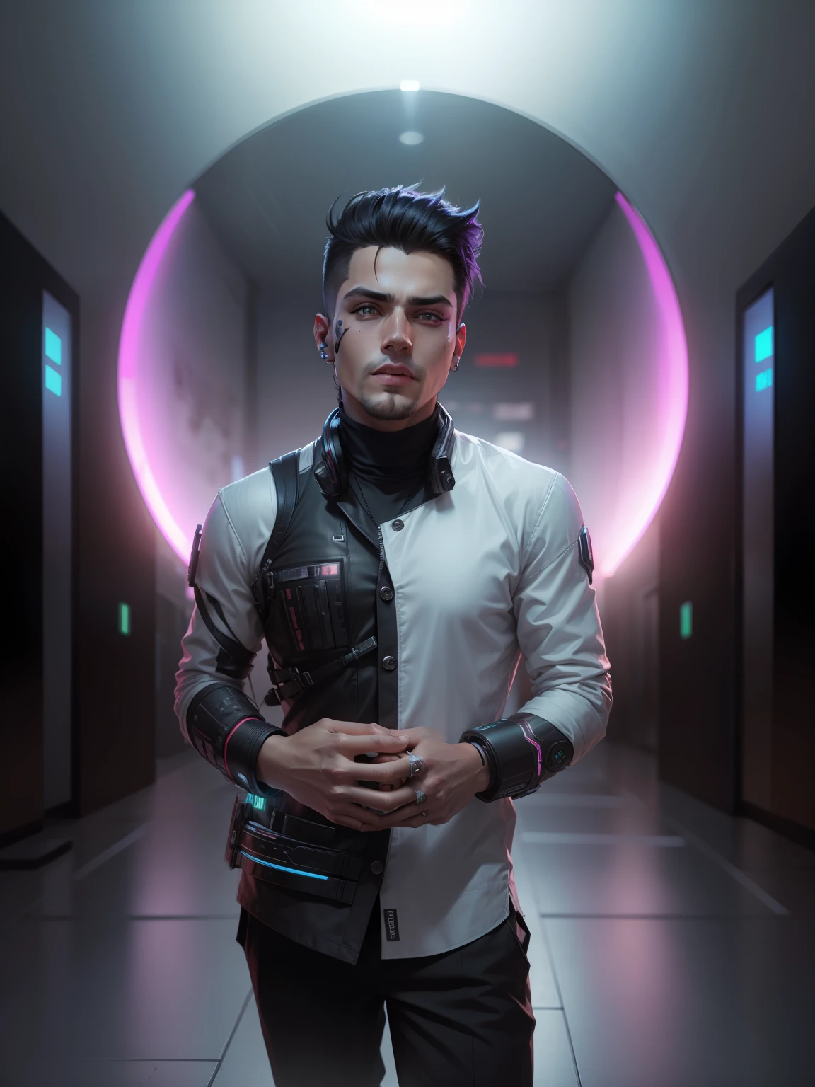Change background cyberpunk handsome boy,realistic face,8k ultra realistic,