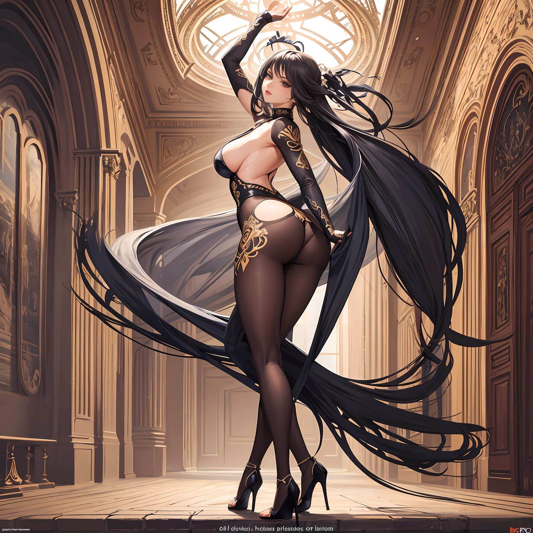 Illustration art, painting art, Whole body movement,Full body like， Sexy woman in sexy clothes, Noble Woman，Reach out with your right hand to the audience，Fantasy art, Very cool facial expression, Gorgeous background, Great erotic art, painting art, Sexy art, Detailed body part details, sideface，facing away from the audience，, Inspired by J.c.Ryan Decker, Epic European and American illustrations, Tall, The whole body is evenly sexy