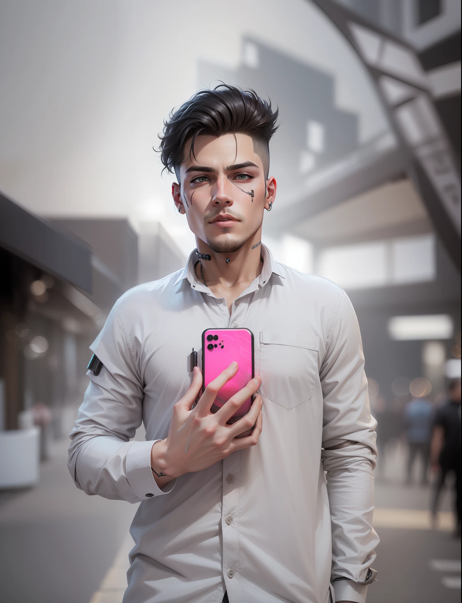 Change background cyberpunk handsome boy, realistic face, 8k, ultra realistic,