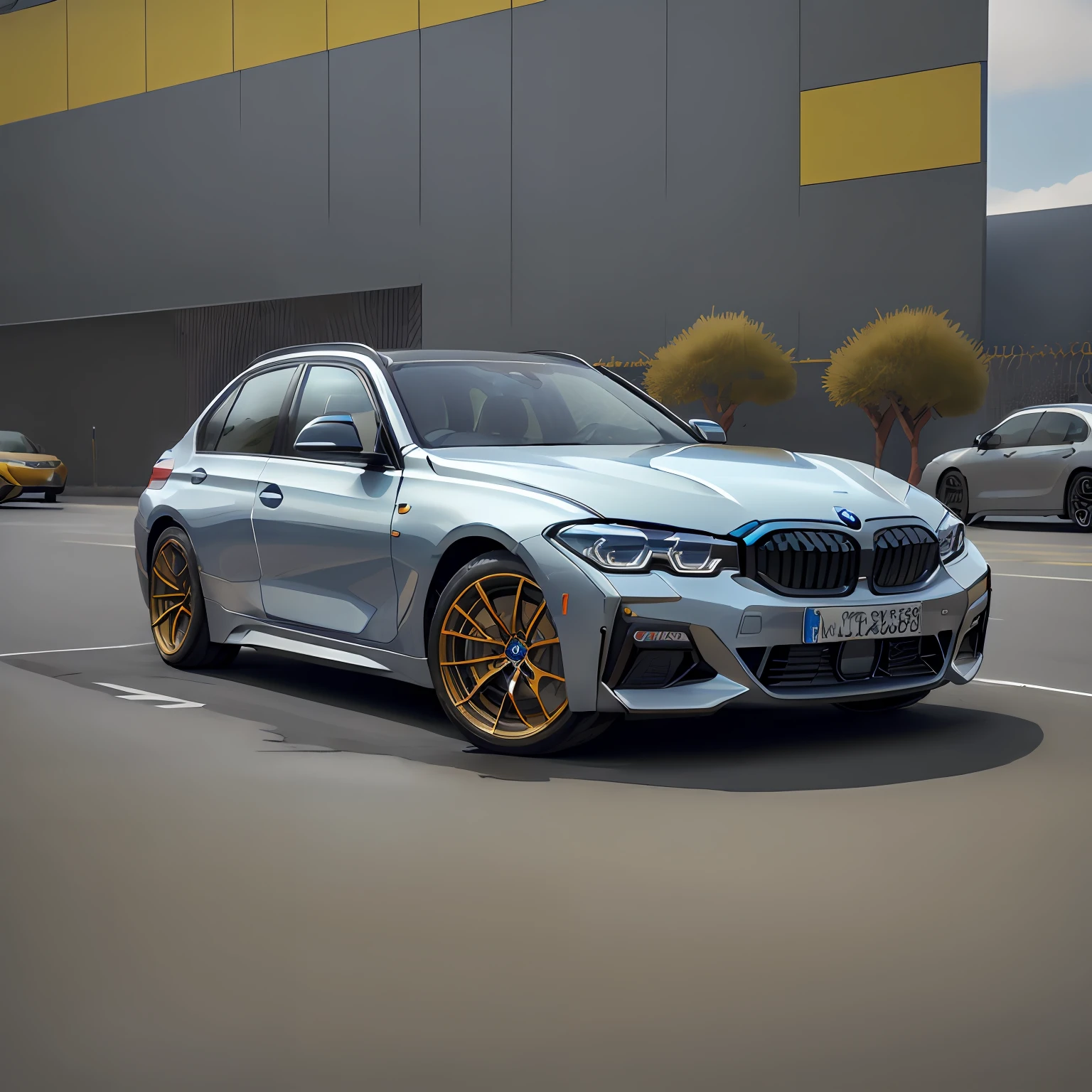 ( BMW 320 o ano 2023),(total view) ,Cores 64 k, (Yelow)),4D ,rota 66