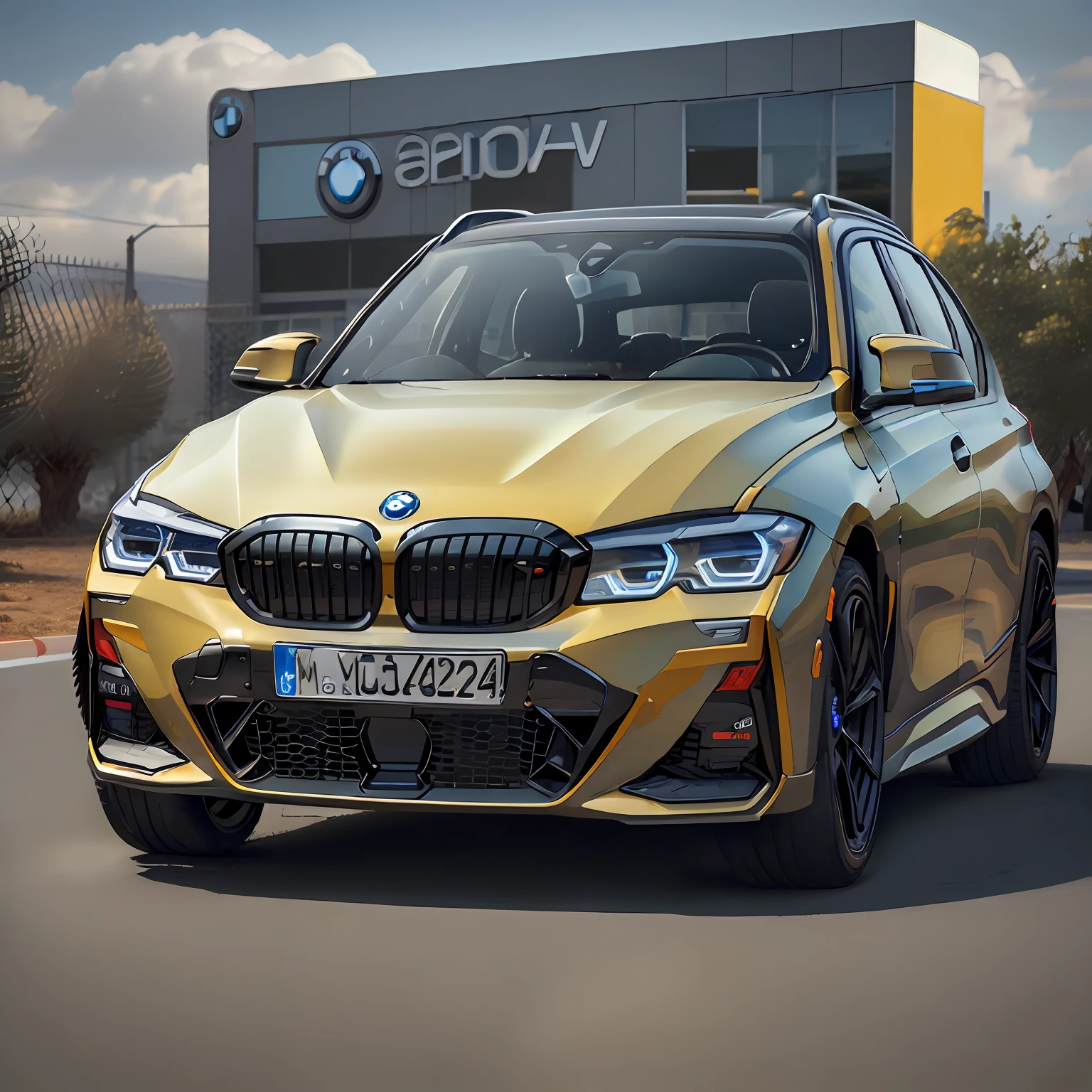 ( BMW 320 o ano 2023),(total view) ,Cores 64 k, (Yelow)),4D ,rota 66