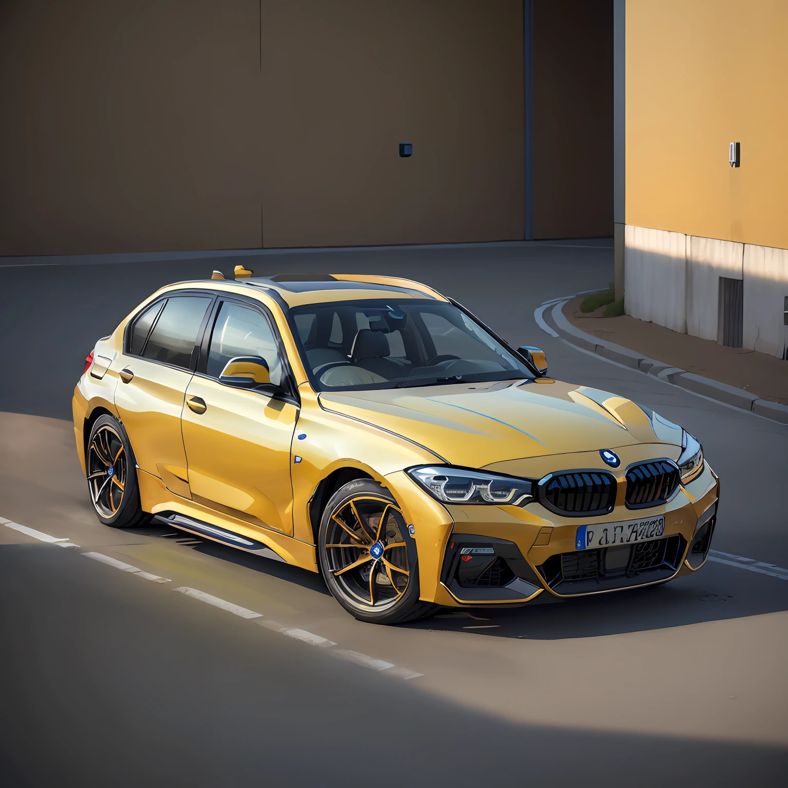 ( BMW 320 o ano 2023),(total view) ,Cores 64 k, (Yelow)),4D ,rota 66