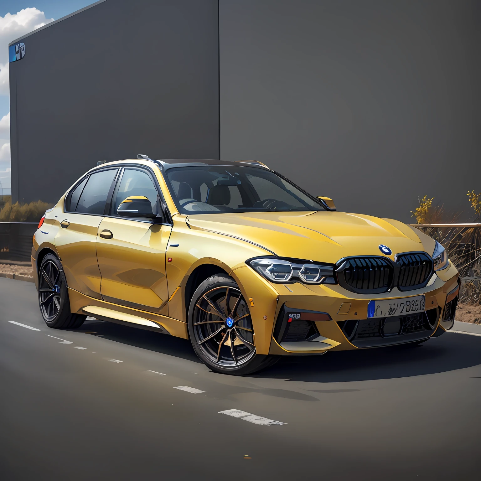 ( BMW 320 o ano 2023),(total view) ,Cores 64 k, (Yelow)),4D ,rota 66