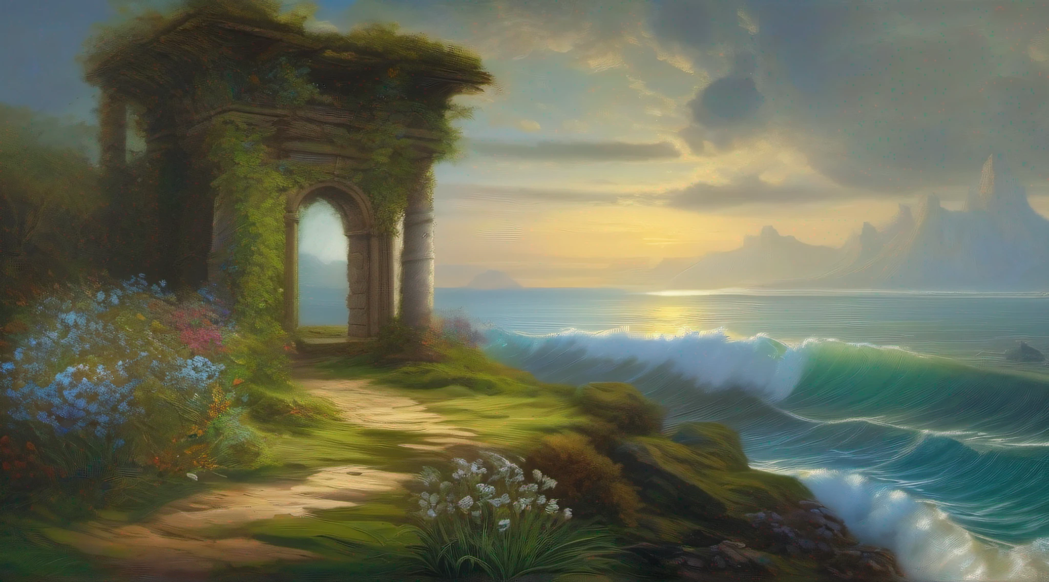 Beside a pumice isle in Baiae's bay, And saw in sleep old palaces and towers Quivering within the wave's intenser day, All overgrown with azure moss and flowers, Ode to the West Wind, BY PERCY BYSSHE SHELLEY