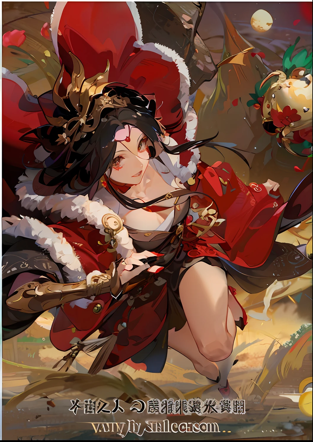 A woman in a red dress holds a sword and a bird, bian lian, by Yang J, inspired by Ju Lian, Ruan Jia and Artgerm, inspired by Li Mei-shu, Artgerm and Ruan Jia, Onmyoji detailed art, inspired by Park Hua, Inspired by Lan Ying, onmyoji, artgerm detailed