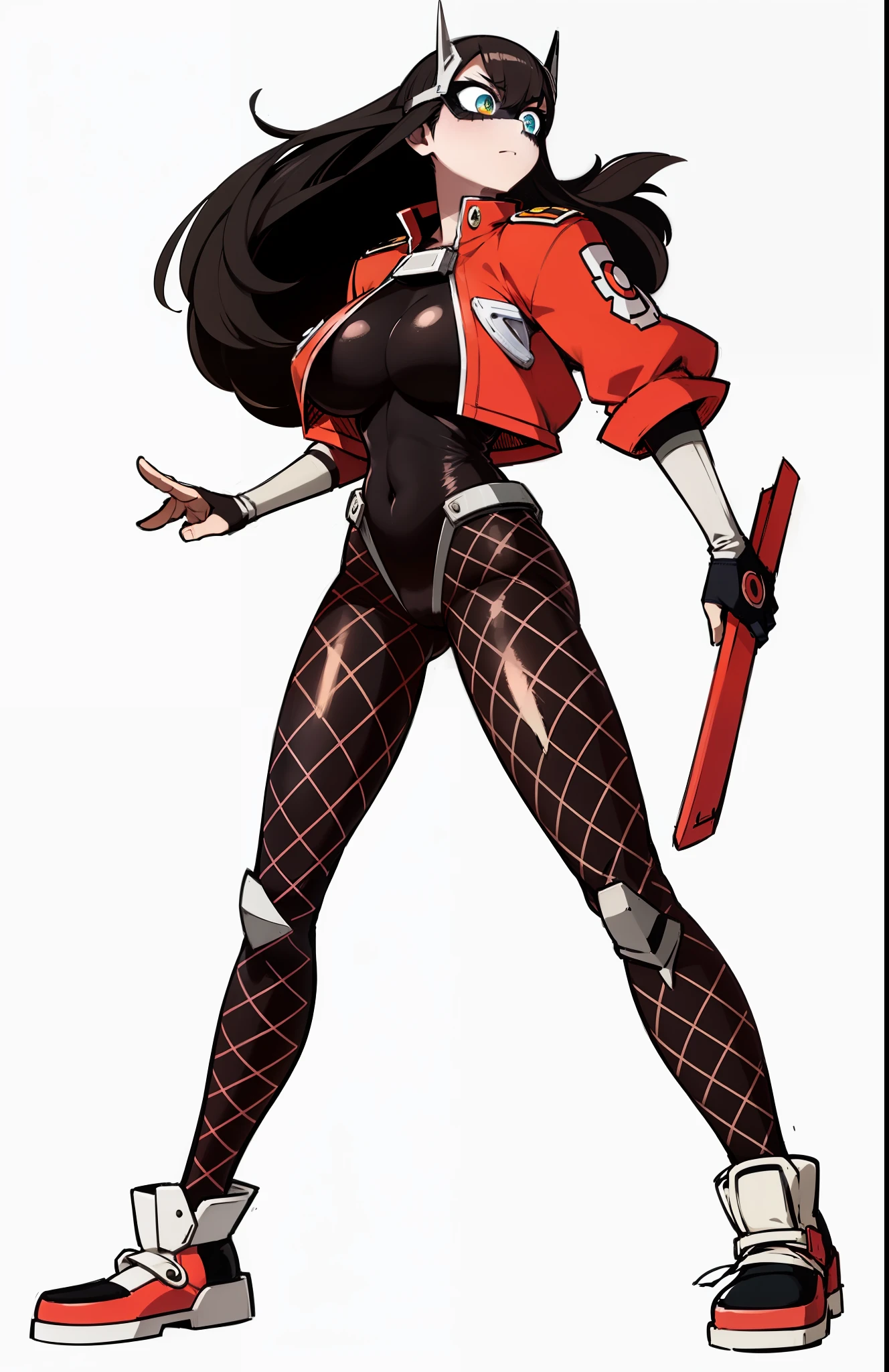My Hero Academia style, anime Girl, female, Wide thighs, wide hips, Large breast, hero costume, full body suit, Covered face, Mask, covered eyes, eye mask,