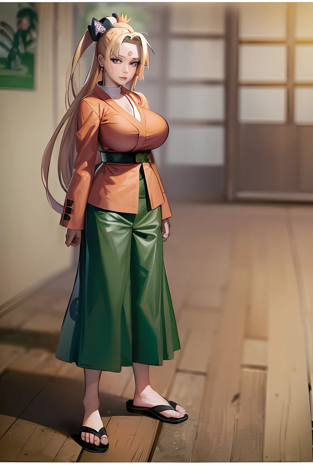 Digital painting style ((Tsunade in Naruto)) ((Akatsuki clothes)) The are huge