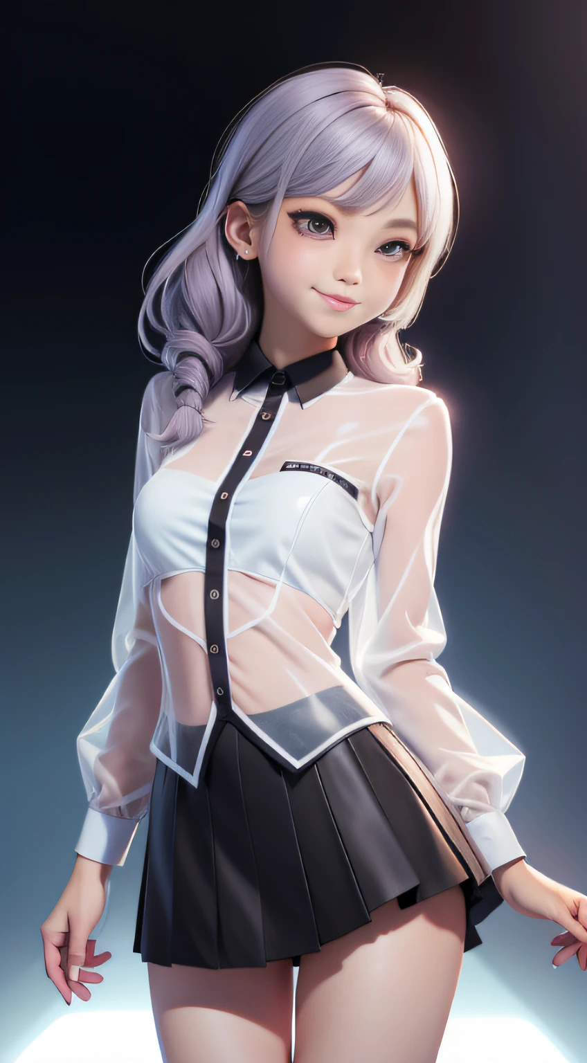 tmasterpiece, High- sharpness, Best quality at best, 1girls solo, Kamisato_Ayaka, ssmile,Beth,(see-through transparent clothes:1.3)