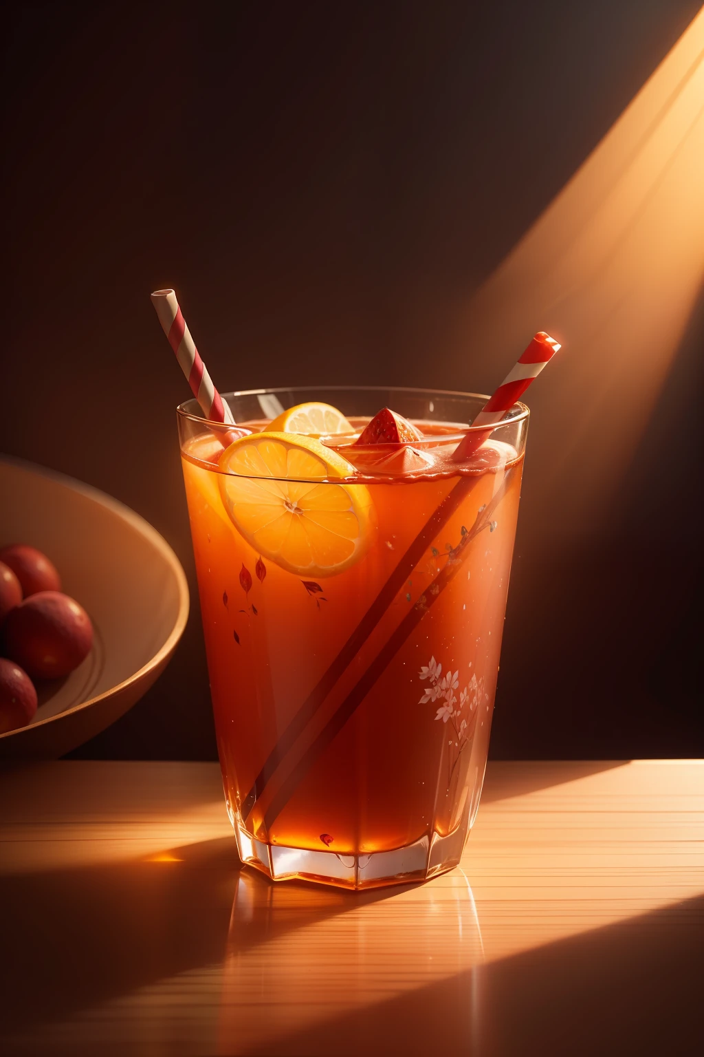 Images of the product,Fruit tea in a plastic cup,Light and composition for studio shooting,An old Chinese painting,Ancient Chinese background,rays of sunshine,tmasterpiece,super detailing,Epic composition,hyper HD,high qulity,extremely detaile,offcial art,Unity8k wallpapers,super detailing,32k - v 6