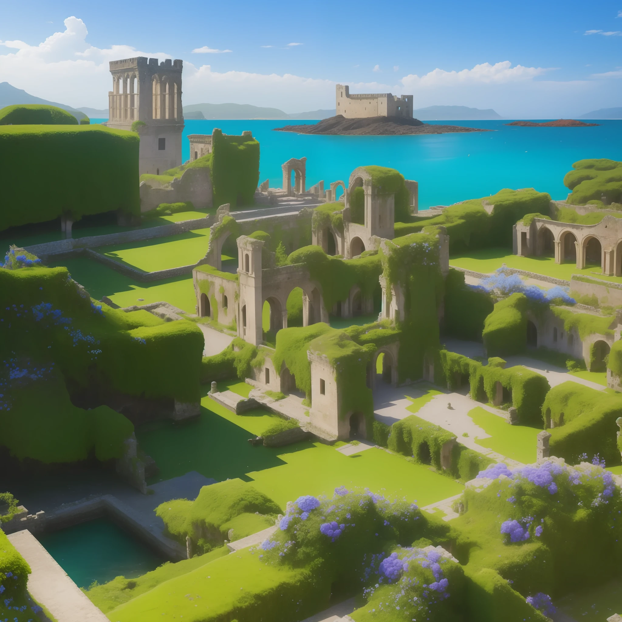 Beside a pumice isle in Baiae's bay,
And saw in sleep old palaces and towers
Quivering within the wave's intenser day,
All overgrown with azure moss and flowers