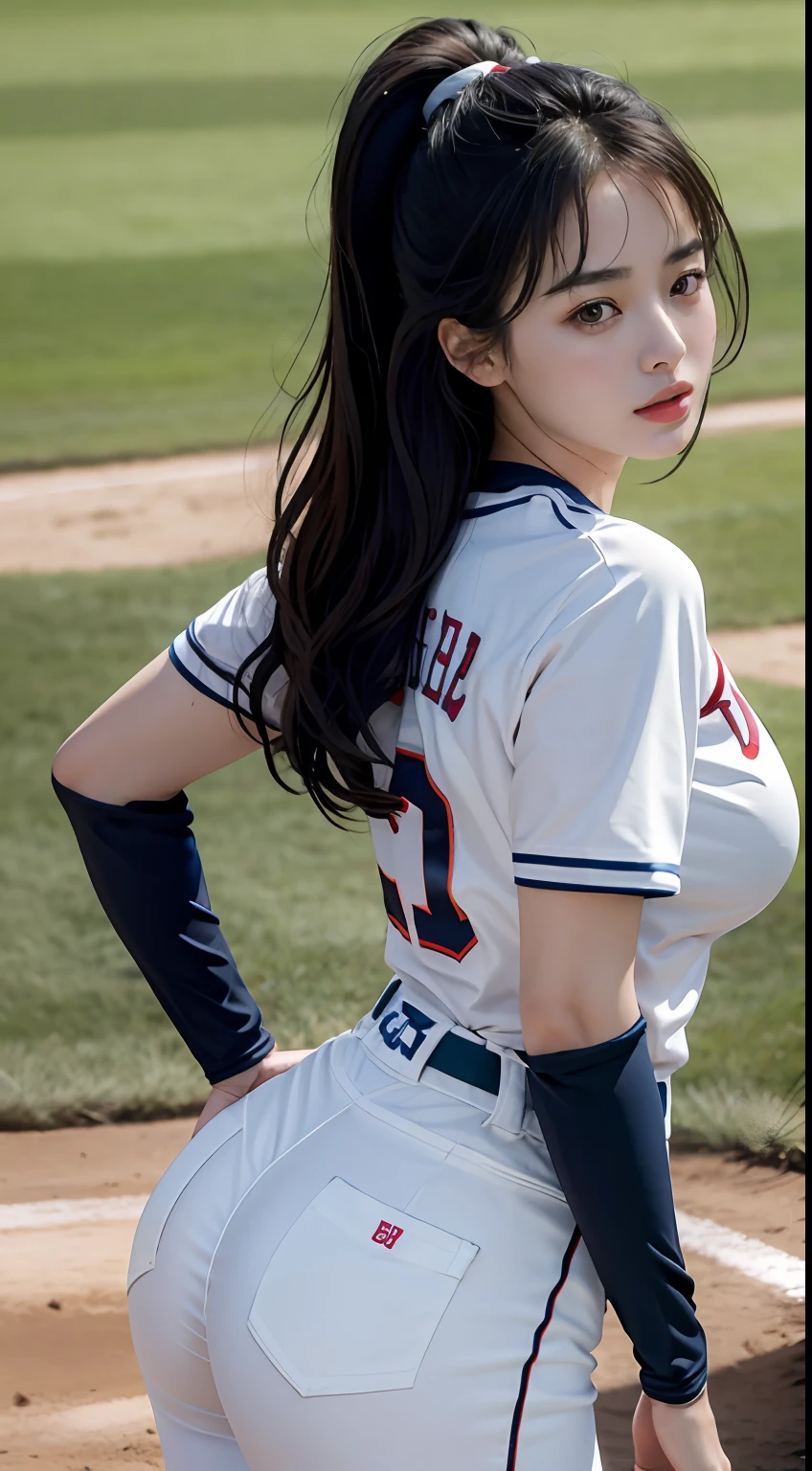 The best quality masterpiece Woman on the field Song Hye Kyo Fair skin Baseball uniform, Large breasts, Wide buttocks wet