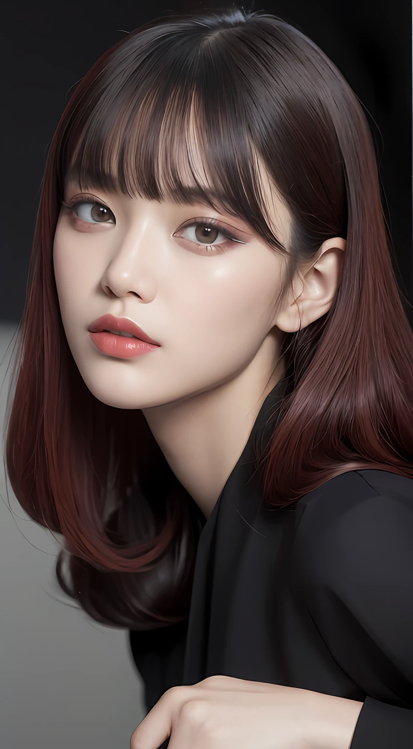 Modest makeup, avant-garde hair, mode clothes by Yohji Yamamoto