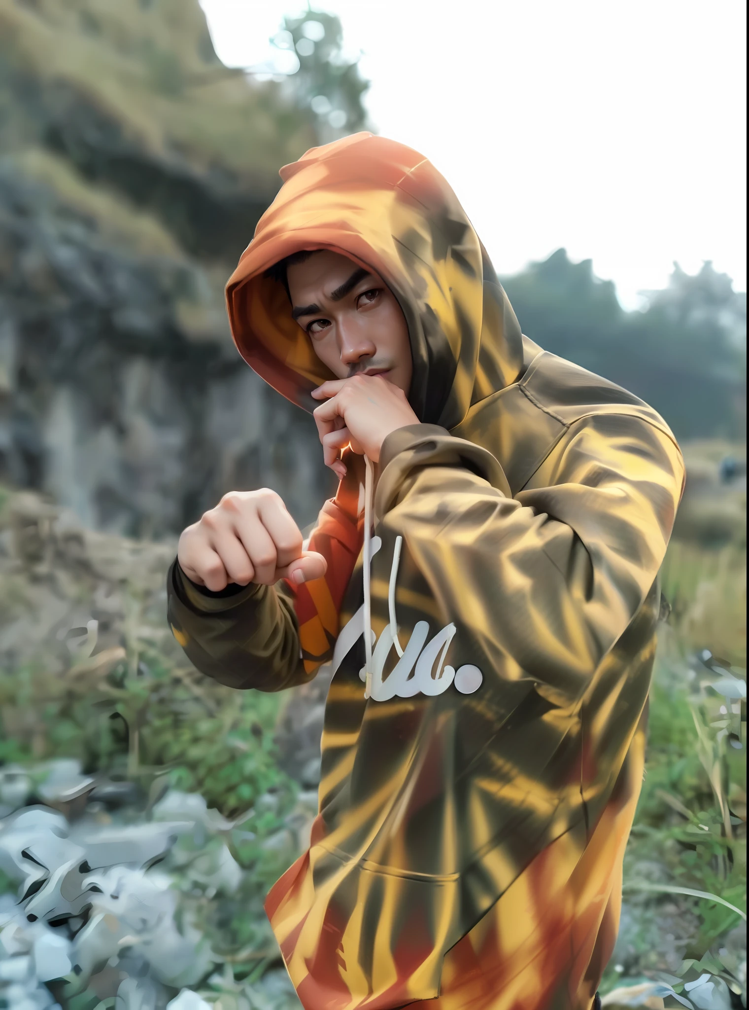 Create 1 Asian man Grand Theft Auto V style, short hair, modern clothes (best quality), ((1:1 resolution), (face centered in the center of the image), avatar photo only, (head + shoulders), 8k resolution, realistic photo, neon lights, (technology elements), (film grain).