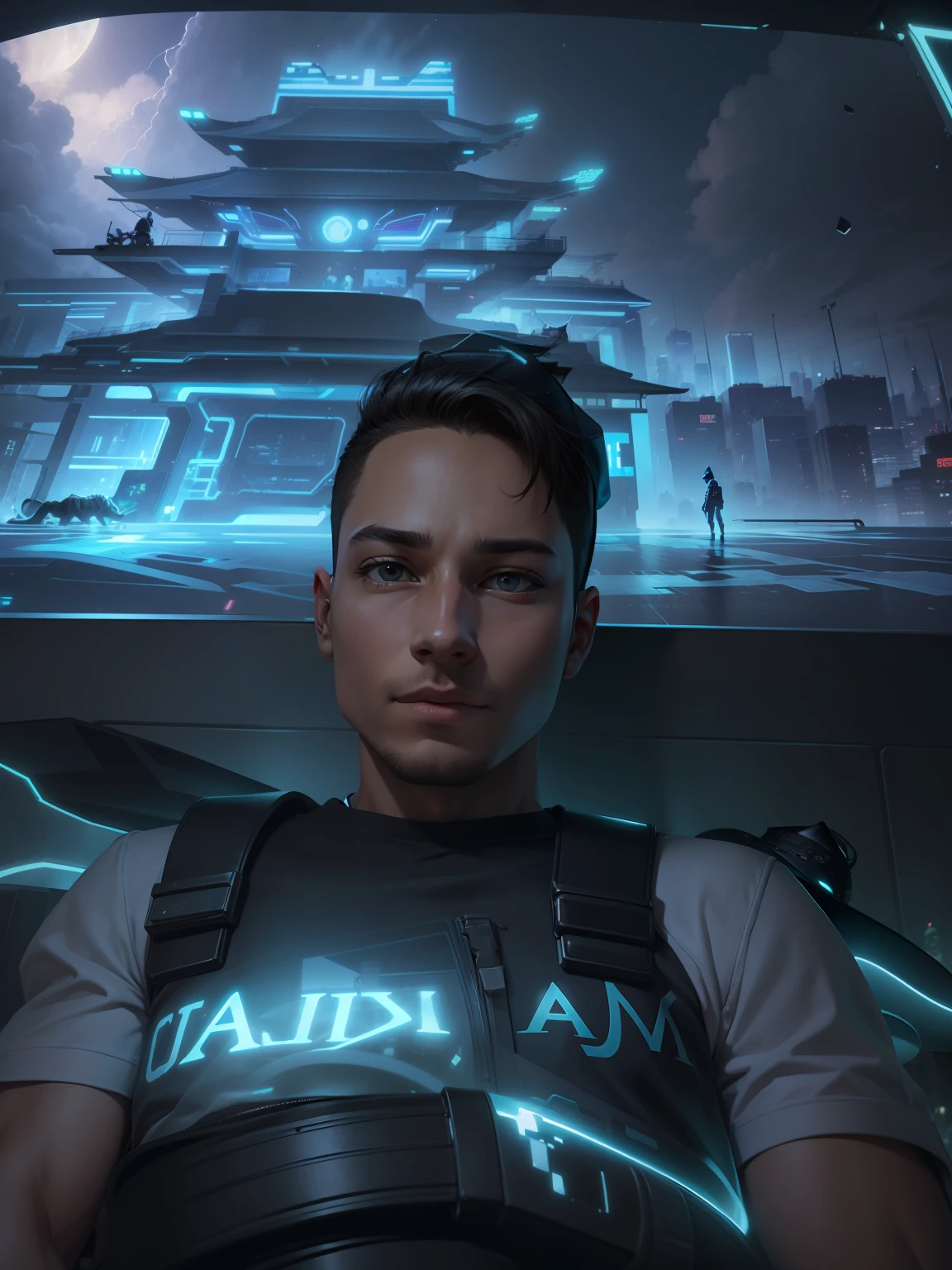 jpg .cyberpunks, smart boy,with hat, with cat,cartoon,city, --v4 realistic boy