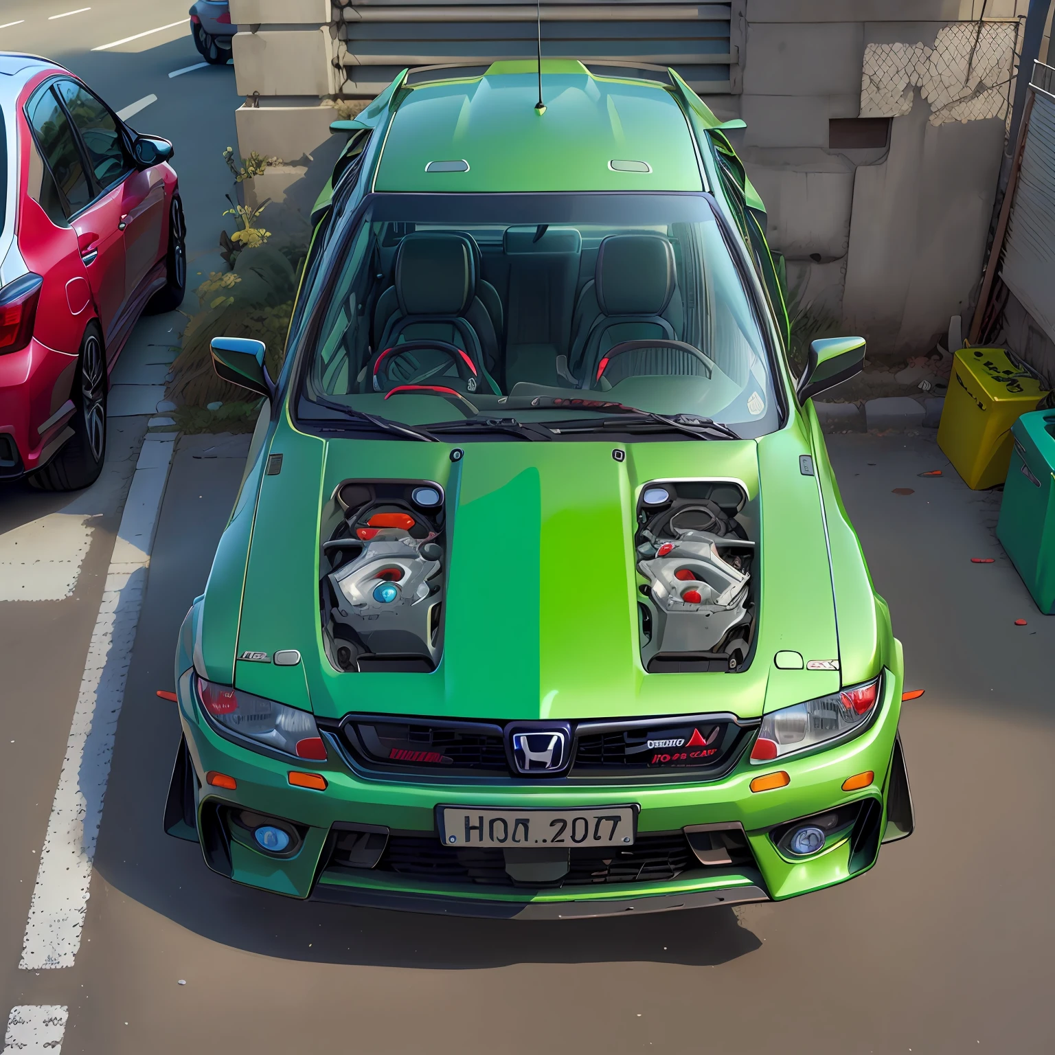 ( HONDA CIVIC ),rodas pretas,(FULLl view) ,Cores 64 k, (VERDE NEON)),4D ,rota 66