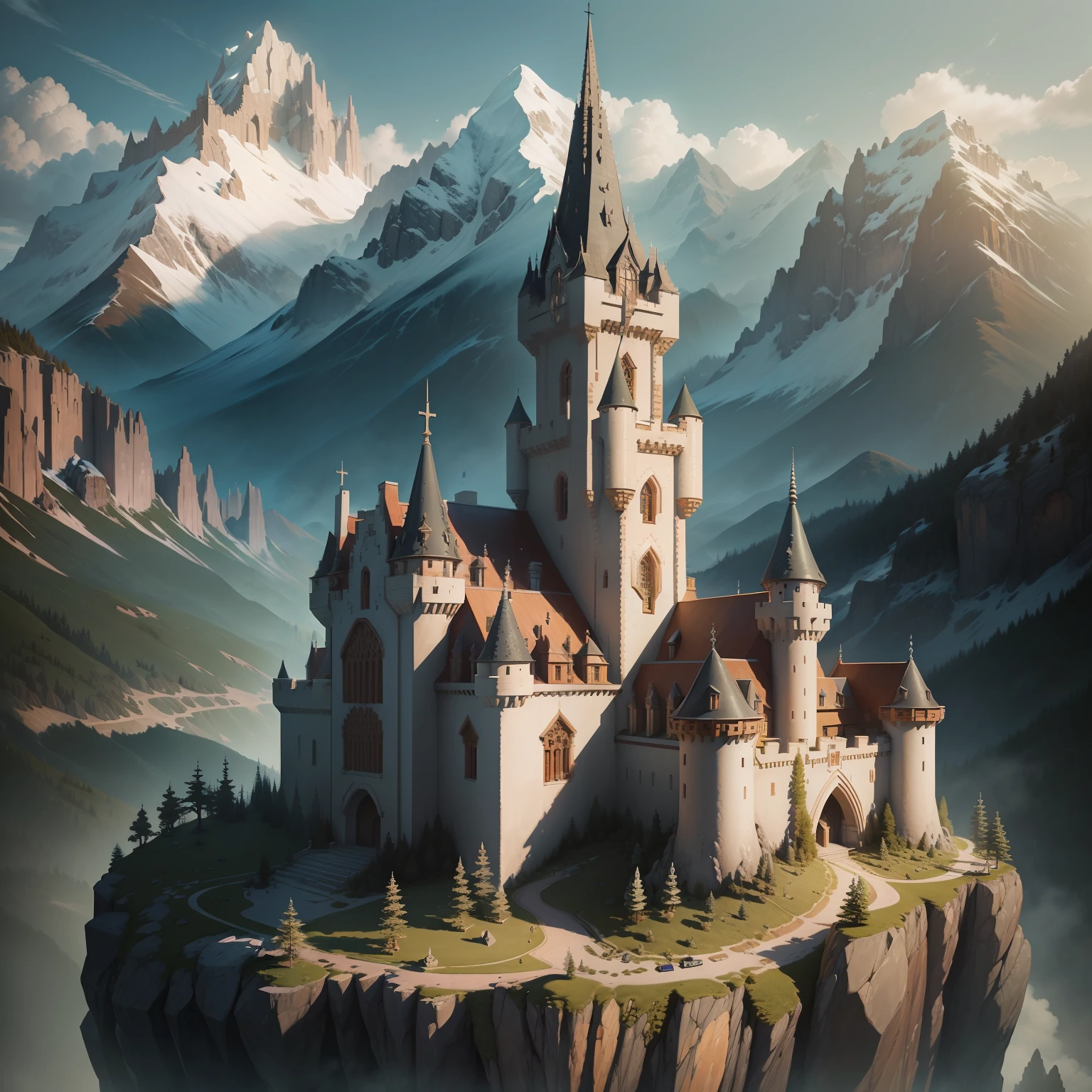 A forbidden castle high up in the mountains, pixel art, (intricate details:1.12), hdr, (intricate details, hyperdetailed:1.15), (natural skin texture, hyperrealism, soft light, sharp:1.2), game art, key visual, surreal