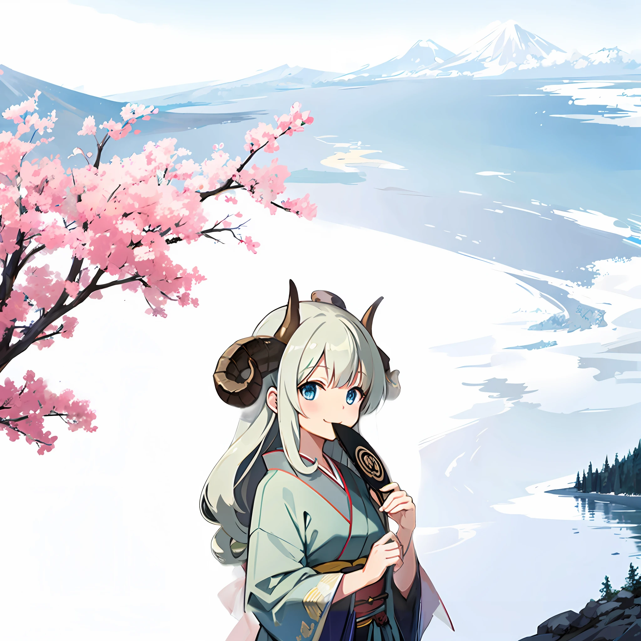 Epic Landscapes、A wide landscape、Sharp and crisp backgrounds、Very beautiful scenery、Mt fuji、(cherry trees:0.4)、top-quality、​masterpiece、超A high resolution、Dark Blue Light、Tan、Photorealsitic、Wide View、
