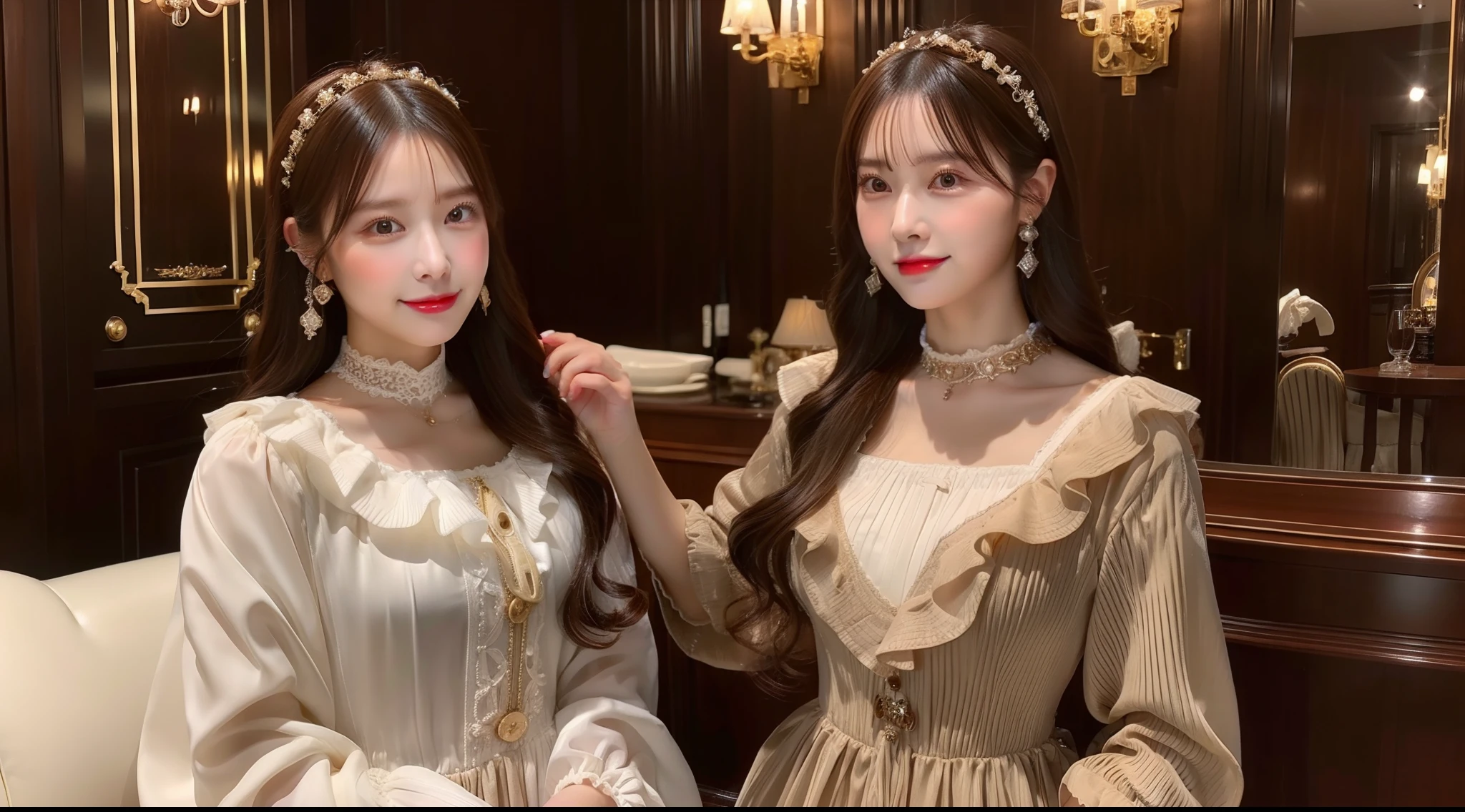A young lady in a Western-style dress is in a luxurious atmosphere