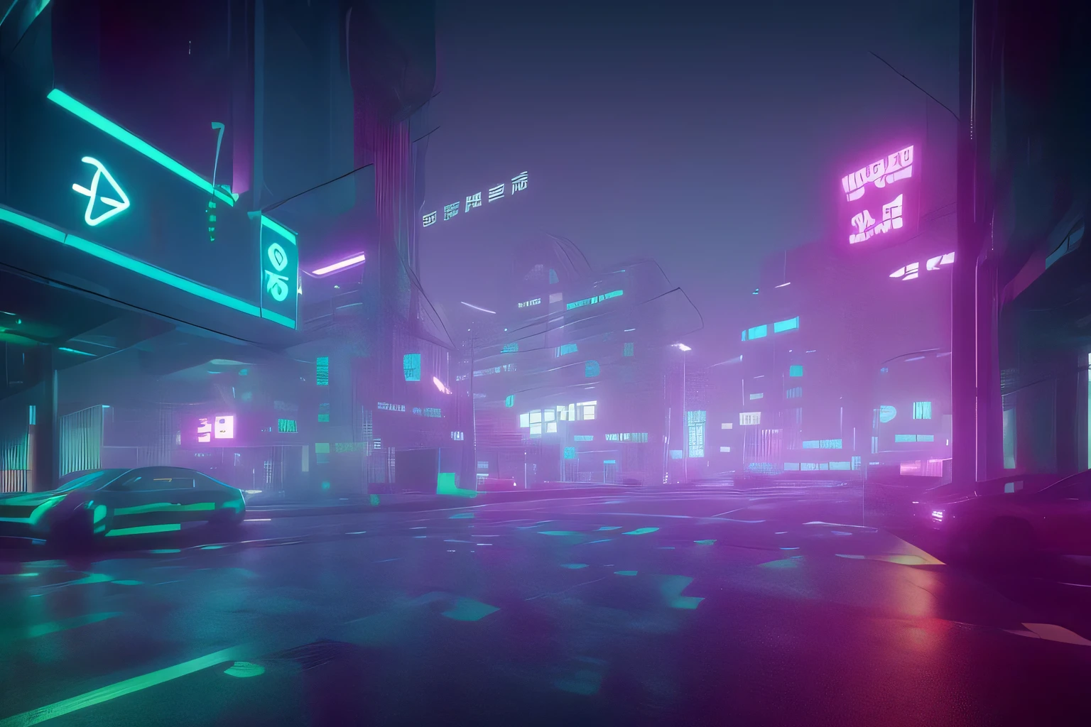 Neon foggy futuristic Auckland city octane render wvebg1