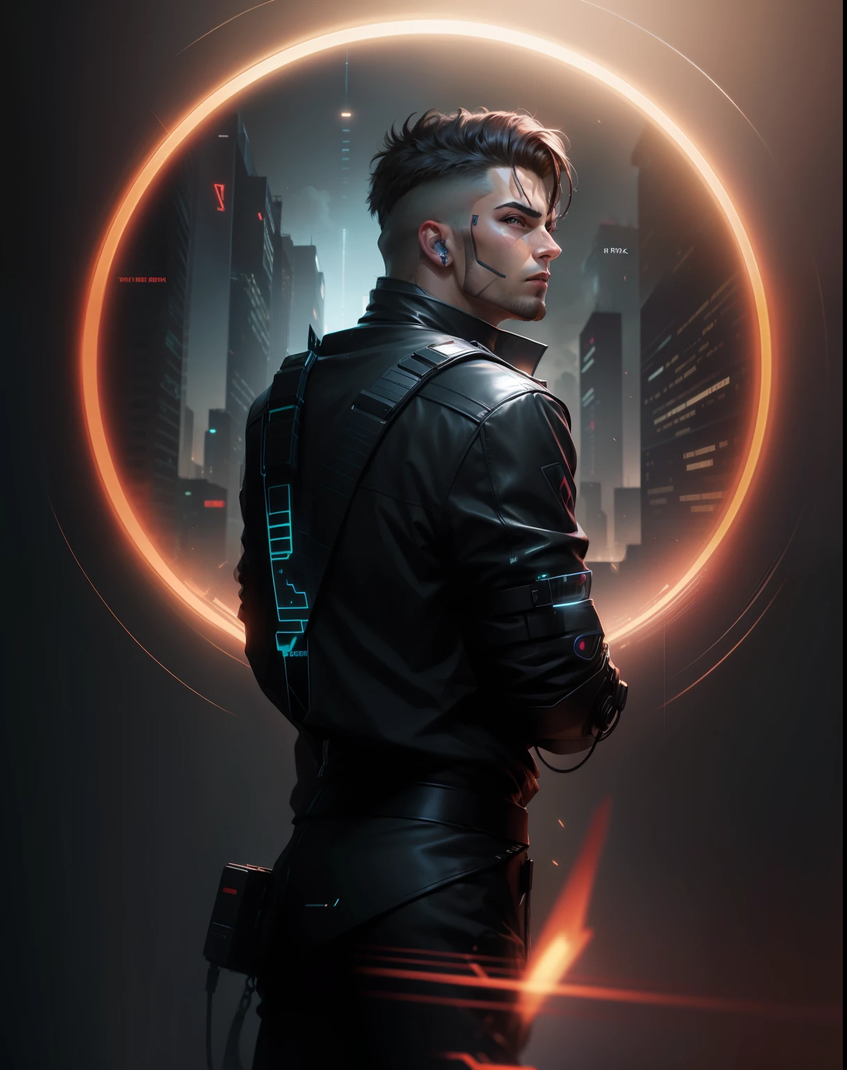 Change background cyber punk handsome guy, realistic face, 4k , ultra realistic