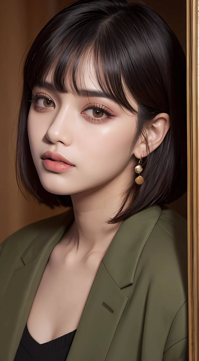 Manish makeup, center parted hair, Manish jacket