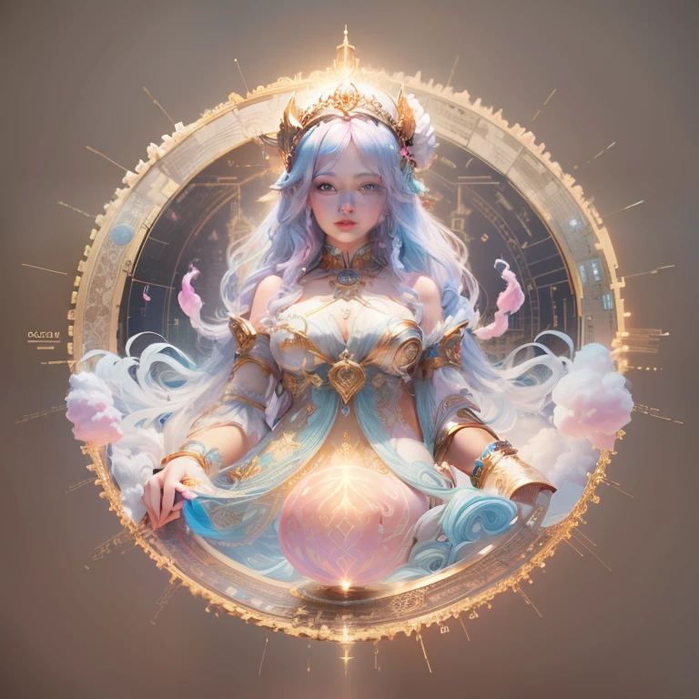 Cotton Candy Queen Women Goddess 8k Resolution Rendered Hyper Realistic Intricate DetailAn intricate visual representation of computer programing, rendered in 24k resolution with intricate details and symbols.