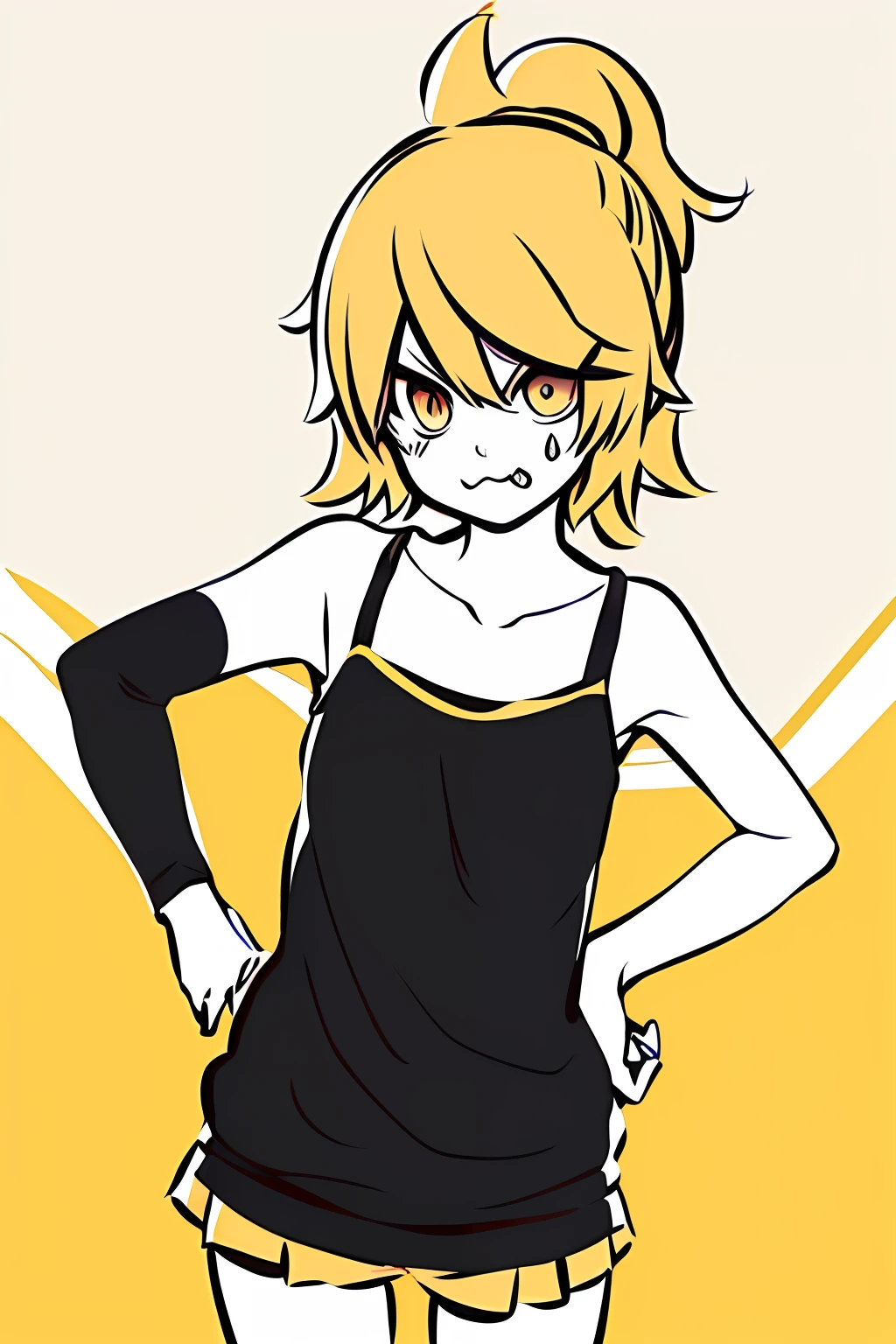 1girl in,kagamine rin,, masutepiece, Best Quality,A little angry face