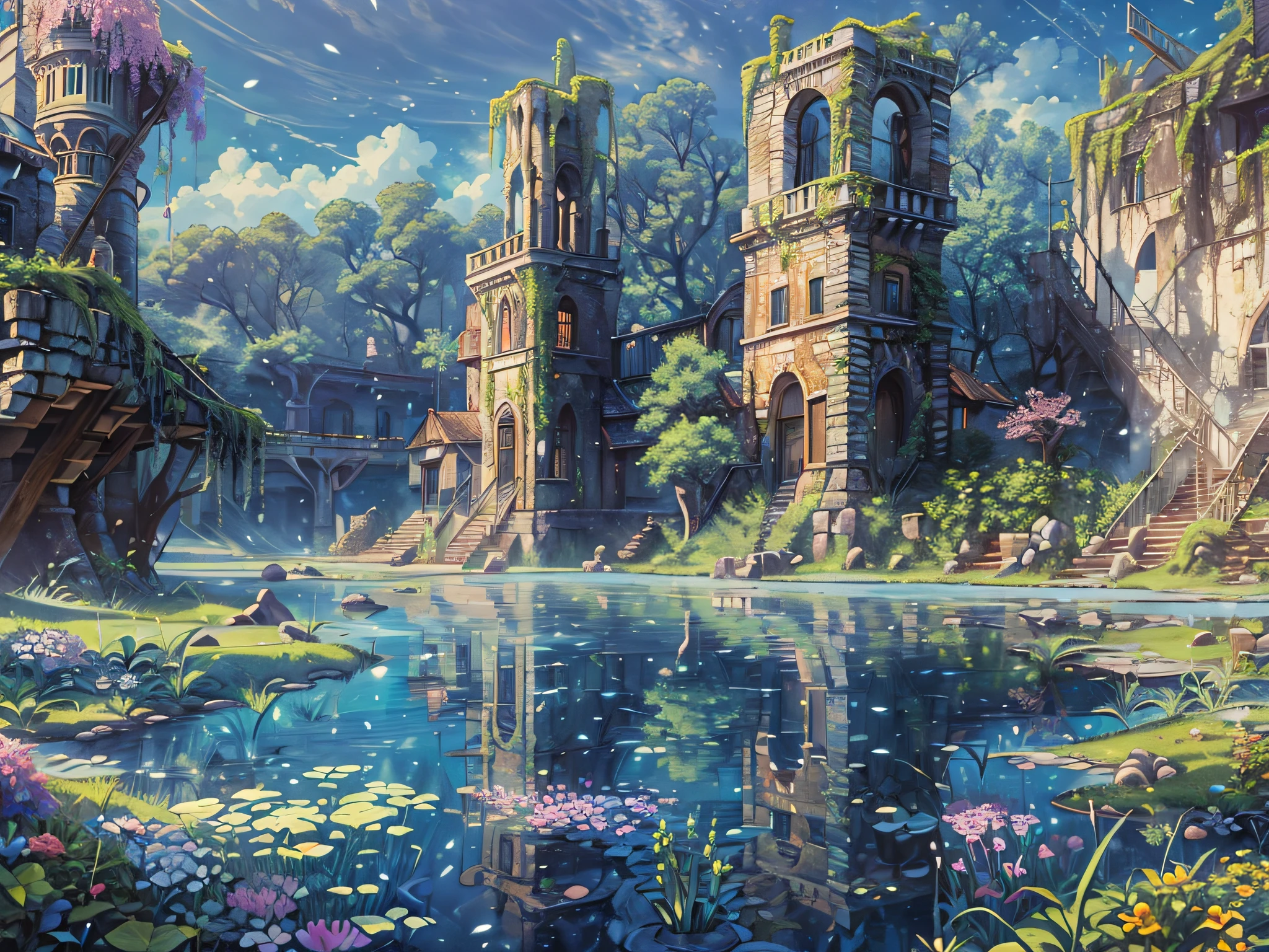 (Best quality), (masterpiece:1.3), (photorealistic:1.36), (realistic), ultra-detailed,, detail background, (Beside a pumice isle in Baiae's bay, And saw in sleep old palaces and towers Quivering within the wave's intenser day, All overgrown with azure moss and flowers), If Winter comes, can Spring be far behind? PsyAI, The season is when the snow begins to melt, and the morning mist clearing is fantastic.