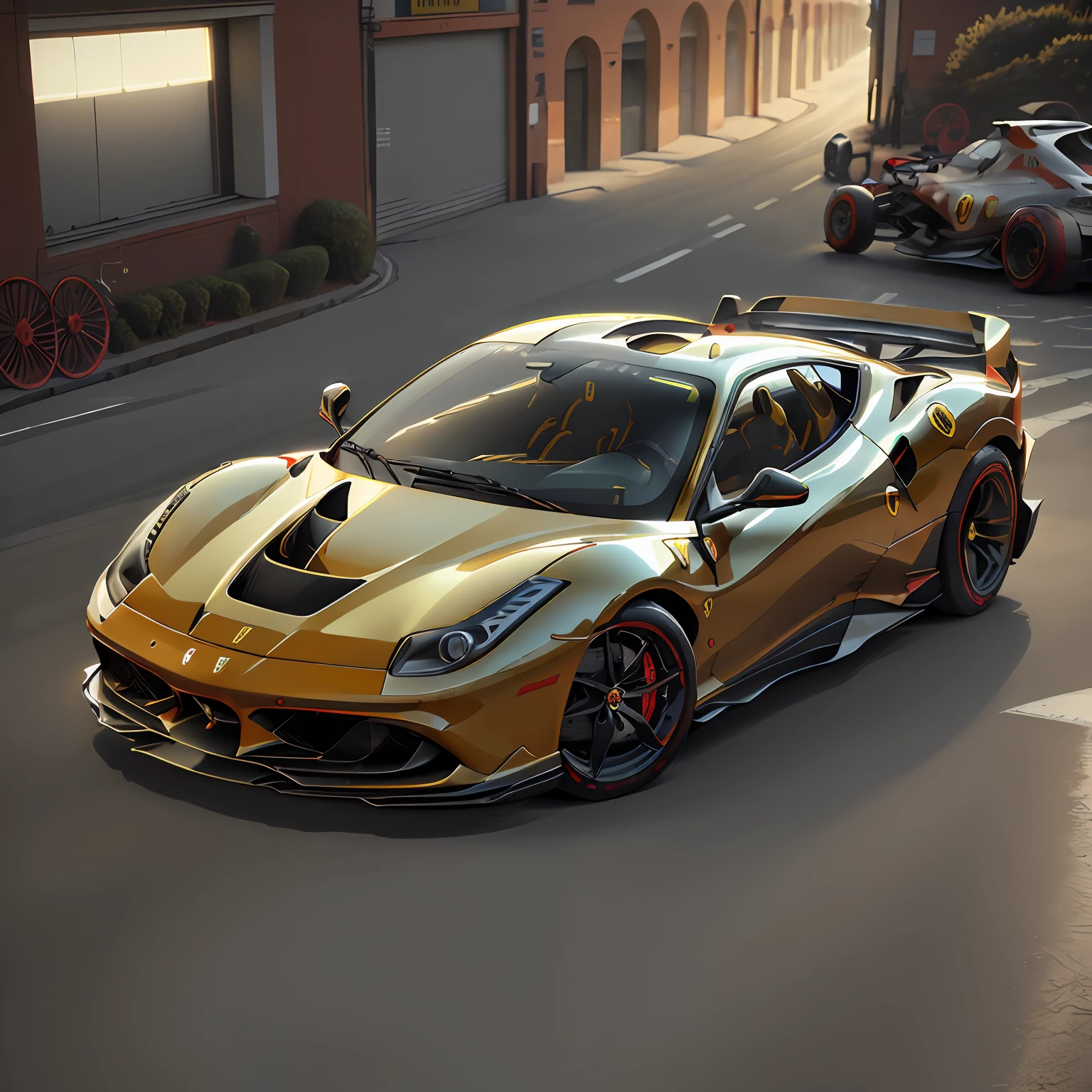 (FERRARI F 1| ),rodas (pretas),(FULLl View) ,Cores 64 k, ( amarelo ferrari )),4D ,rota 66