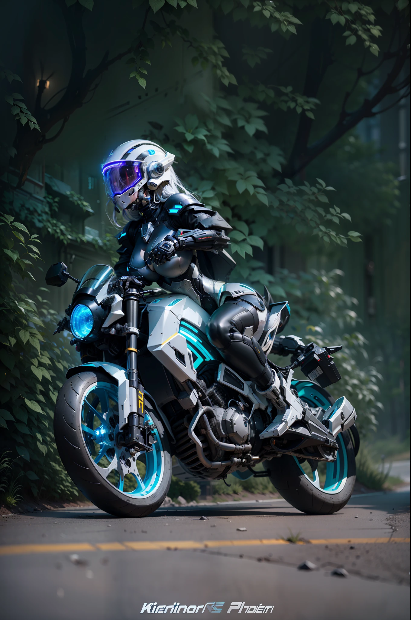 Sexy cyberpunk female knight，long  white hair，White mech costume，Sophisticated white tech helmet，Nousr， Biomechanicals， MSHN Robot Woman，High-tech helmet，hyper realisitc， Steel， Complex design， insanely details， finely detailled， Extremely clear lines， cinmatic lighting， photograph realistic， A detailed masterpiece